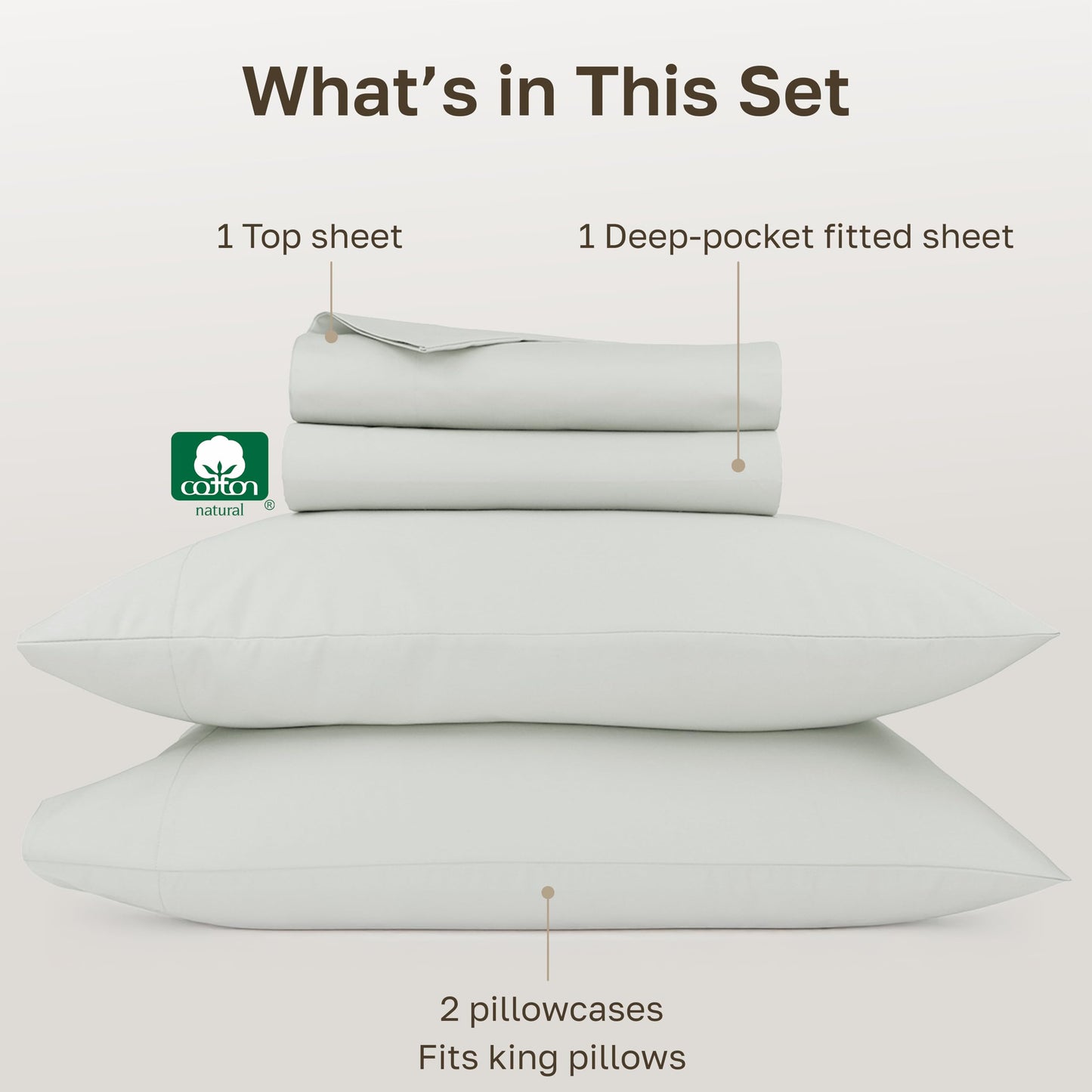 California Design Den Luxury King Sheet Sets - 1000 Thread Count Sateen Sheets, Thick and Natural 100% Cotton, Deep Pockets, Durable Bedding - Silver