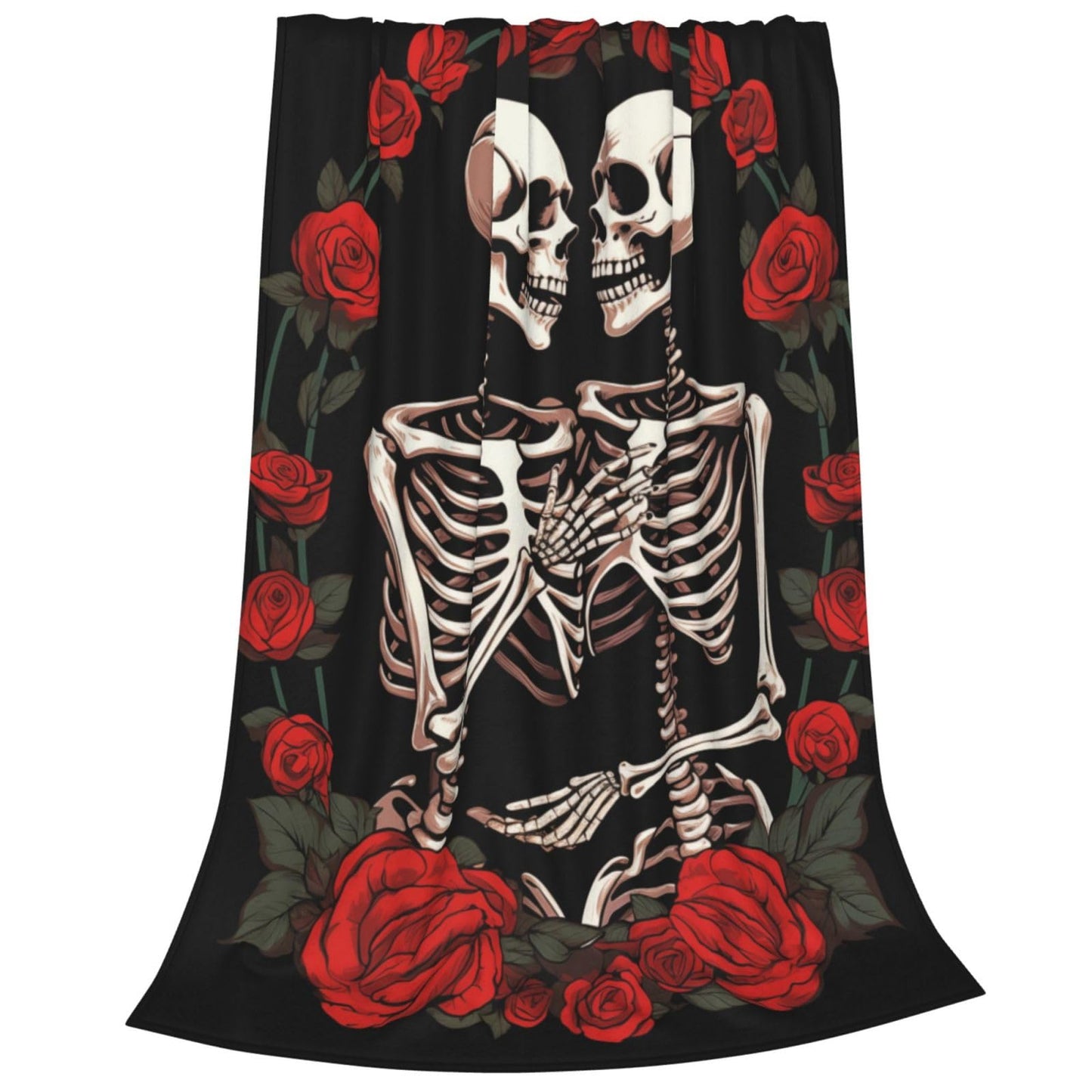 amepay Skull Lover Rose Flower Blanket Gifts for Adults Women Men Skeleton Tarot Flannel Throw Blankets Soft Fuzzy Lightweight for Home Decor Couch Bed Sofa 50x40 Inches