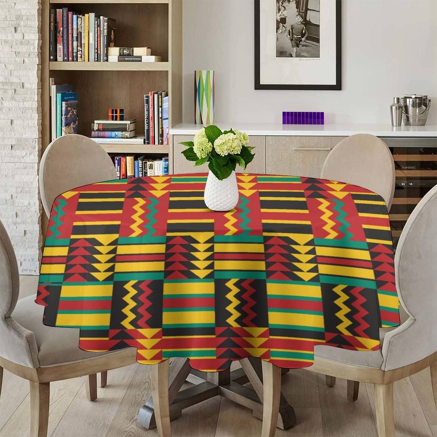 African Tablecloth,Juneteenth Kwanzaa African American Party Table Cloth for Dining Kitchen Decor Round 36x36in