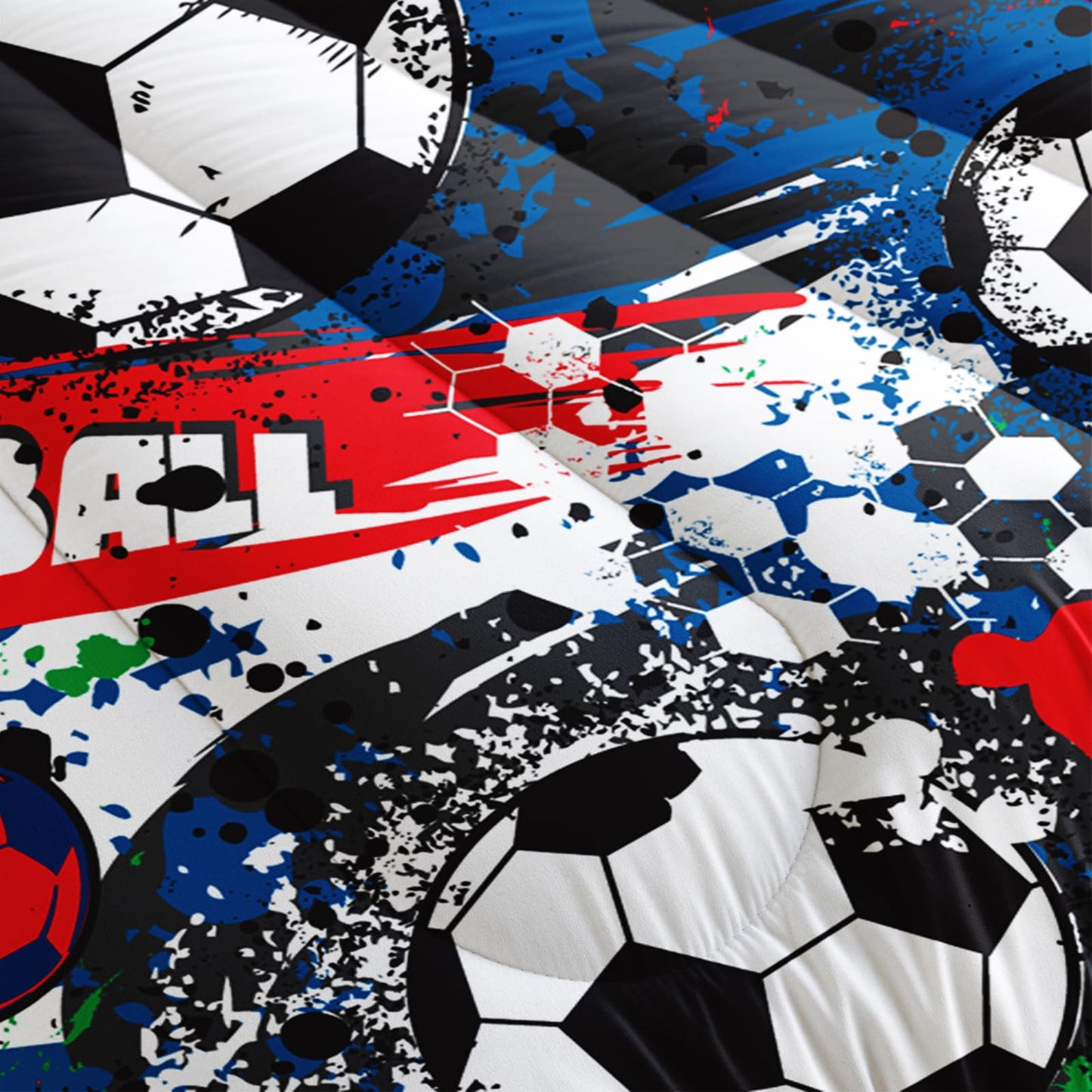 lneffble Full Size Comforter Set for Boys Soccer，Sport Full Bedding Sets for Boys with 1 Comforter with 2 Pillow Case