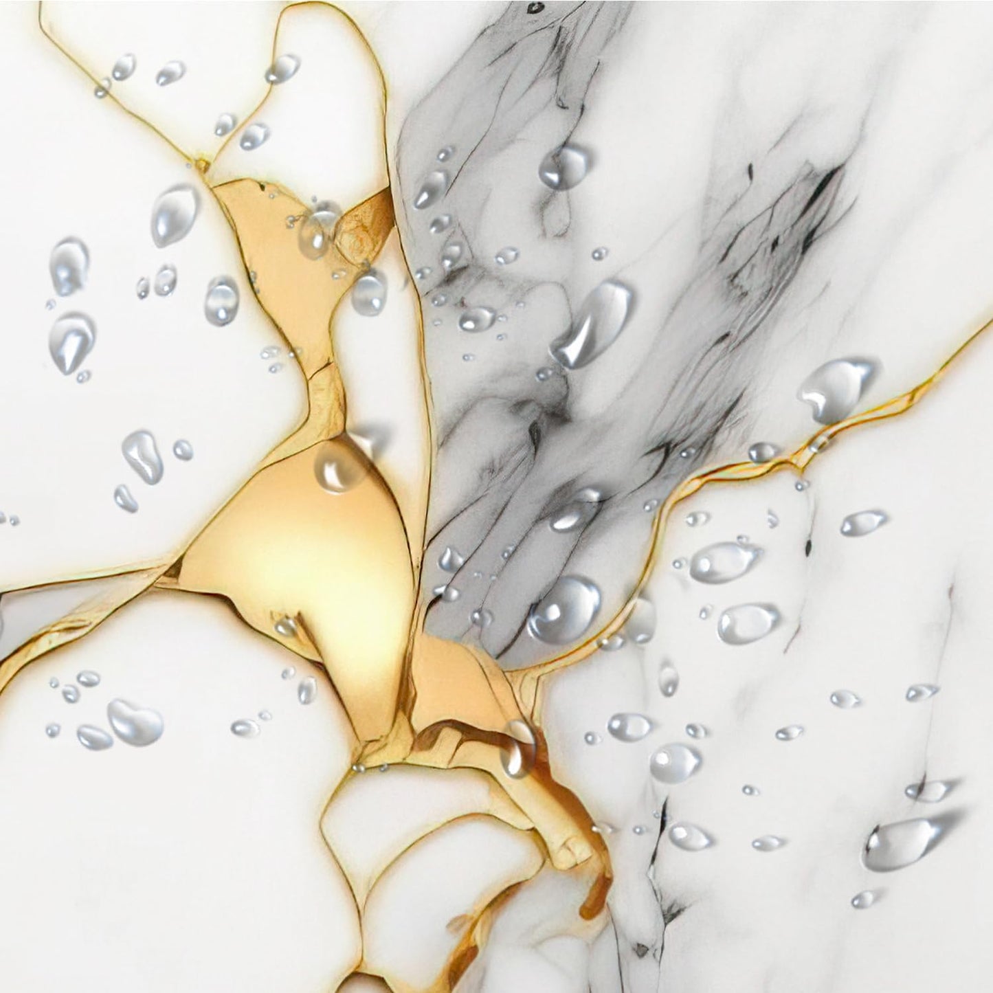 DuriLolly Grey Marble Shower Curtain Abstract Luxury Gold Cracked Granite Texture Ombre Marble Shower Curtains 71x71 inch Modern Aesthetic Bathroom Decor Waterproof Fabric Curtains Include Hooks