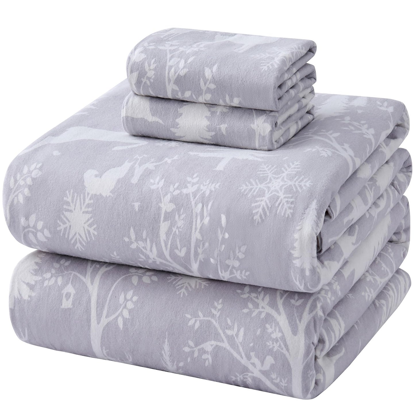 LANYETON 100% Cotton Flannel Sheets, Ultra Soft Cozy Warm Bed Sheets Set for All Season, 16" Deep Pocket, 3PC, Twin