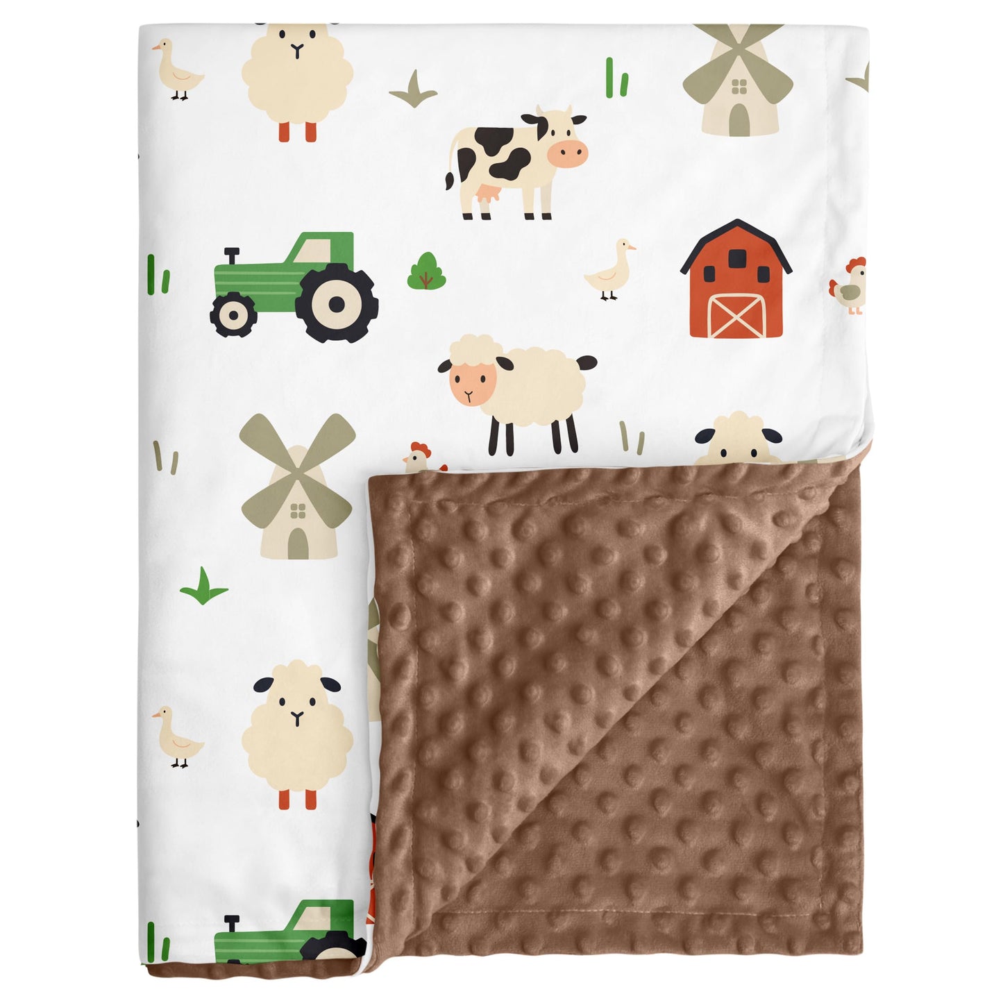 Baby Blanket for Boys Girls, 30x40 Inch Soft Lightweight Minky Dot Blanket with Farm Animals, Double-Layer Dotted Backing for Infant Toddler Nursery Crib, Sensory Security Blanket