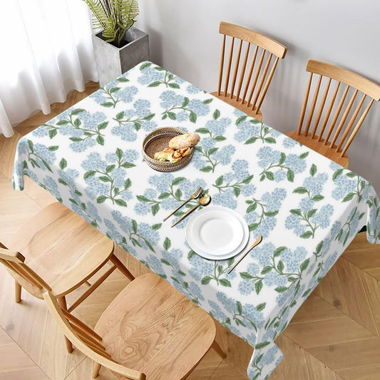 Sunshineyan Vintage Floral Tablecloth Rectangle 60 x 104 Inch, Blue Green Hydrangea Flower Decor Tablecloths Tablecloths Polyester Seasonal Table Cloth for Parties Kitchen Dining Indoor Outdoor