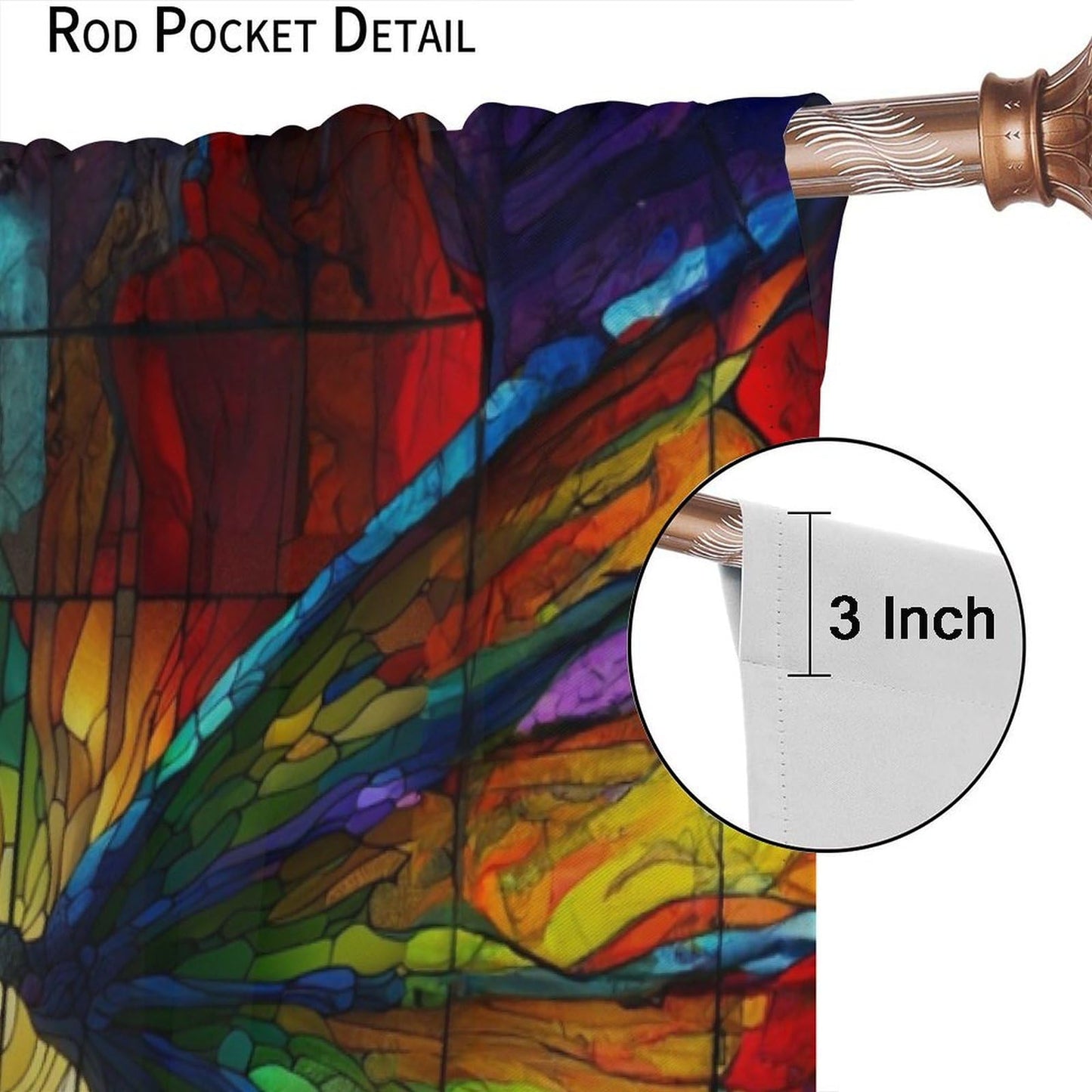FengMingRui Dream Stained Glass Curtains Fantasy Dragon Rainbow Colorful Clouds for Kids Boys Girls Bedroom Living Room Window Drapes 42" W X 45" L