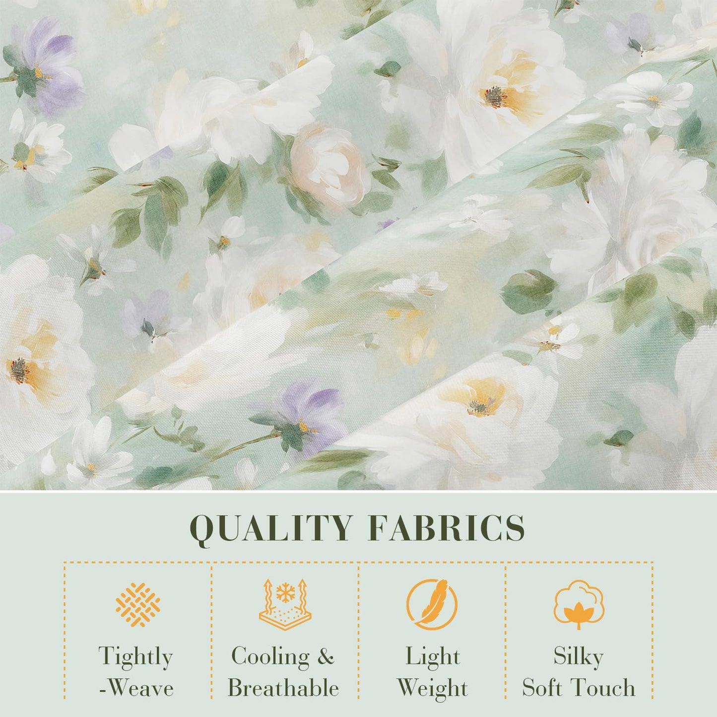 YIYEA Floral Sheets Twin Size, Premium Double Brushed Microfiber Bed Sheet Set for All Season, Soft Breathable, 16" Deep Pocket, Shrinkage and Fade Resistant, 3PC, Twin