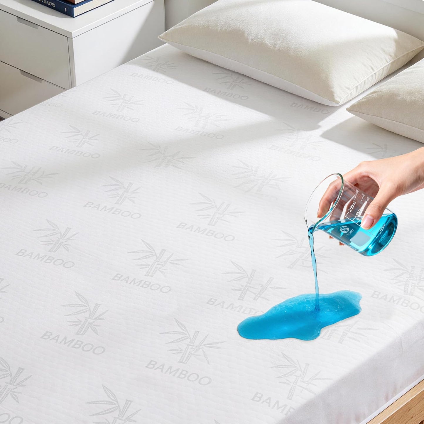 KAYWAZY Waterproof Mattress Protector King Size - Cooling Breathable Mattress Cover for King Bed, Noiseless Soft Bed Pad Cover, Snug Fit Deep Pocket 6''–18'', Ideal for Dorms & Guest Rooms, White