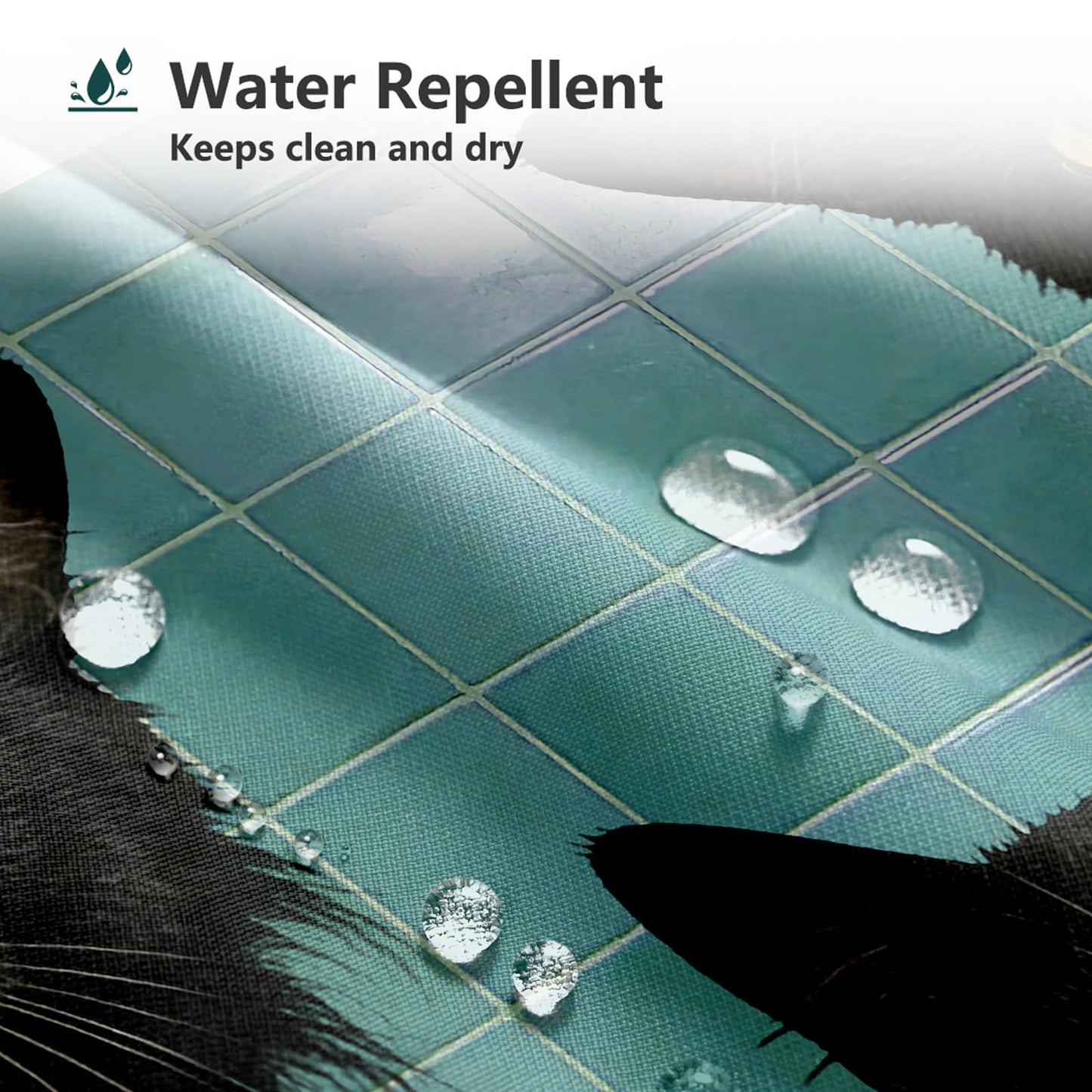 MEHOFOND Funny Cat Shower Curtain Cute Fun Black Cats Green Tiles Shower Curtain for Bathroom are You Pooping Bathtub Decor Fabric Waterproof Washable Bath Curtain 72x72 Inch