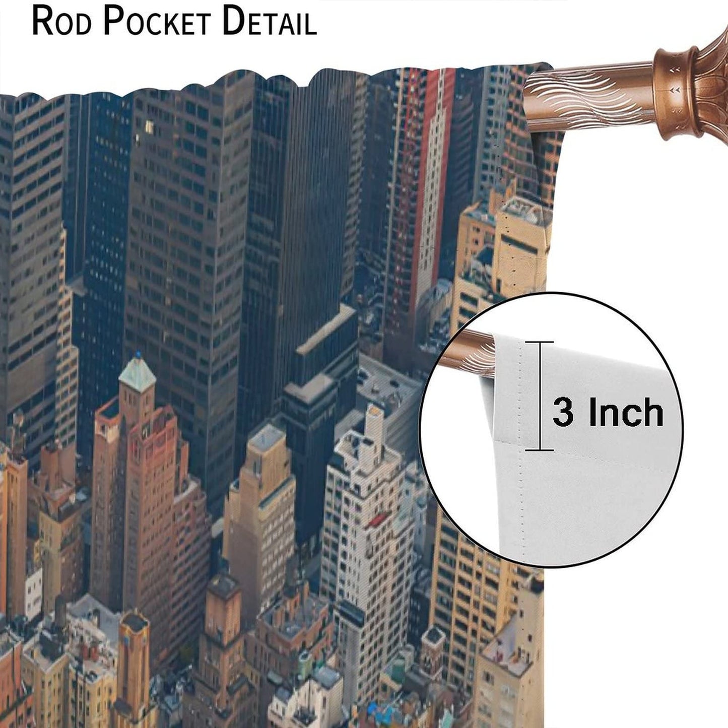 Modern Curtains,New York City Scenery at Street with Skyscrapers Buildings Blackout Window Door Curtains for Bedroom Living Room Office Decor W42xL45in