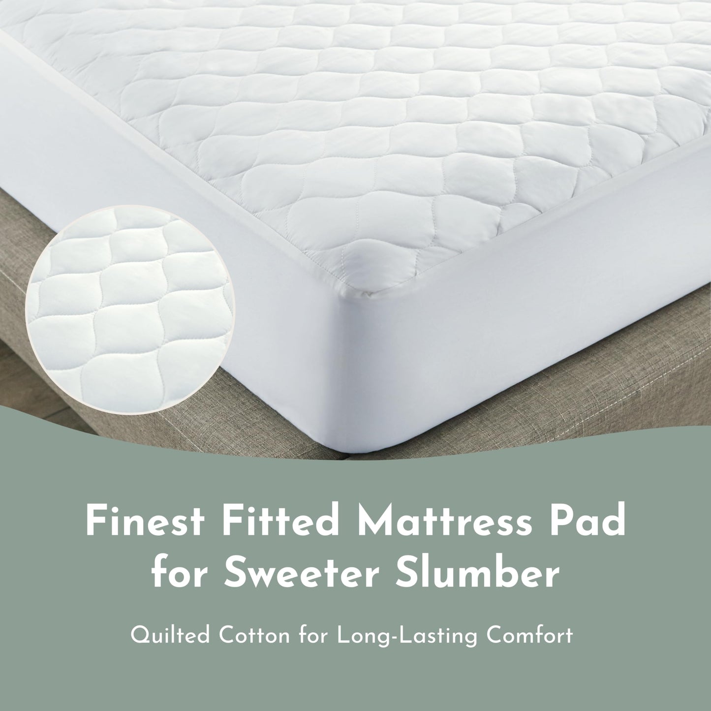 100% Cotton Organic Mattress Protector | Breathable & Noiseless Quilted Organic Mattress Pad with Premium 300GSM Durability | Machine Washable Bed Protector with Deep Pocket (White, Twin)