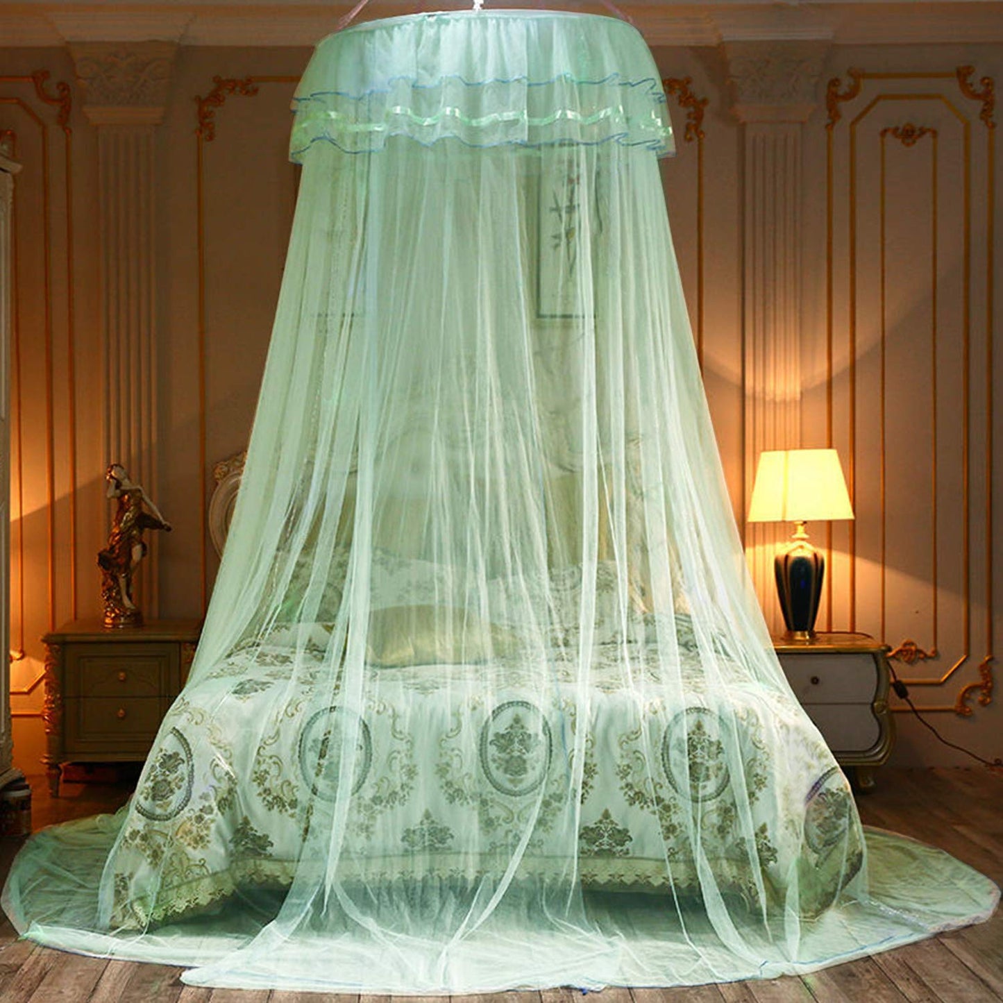 Jolitac Bed Canopy Lace Mosquito Net for Girls Beds, Unique Princess Play Tent Mesh Canopies Large Lace Dome Curtain Drapes Home & Travel (Green)