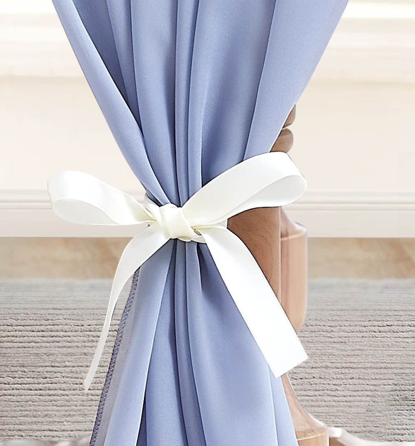 Warm Home Designs Pair of 2 Chiffon Dusty Blue Canopy Bed Curtains. 35 x 216 Inches Bed Canopy Curtains for Twin, Full, Queen Size Bed. Great as Canopy for Girls Room. CHB Double D Blue 216"