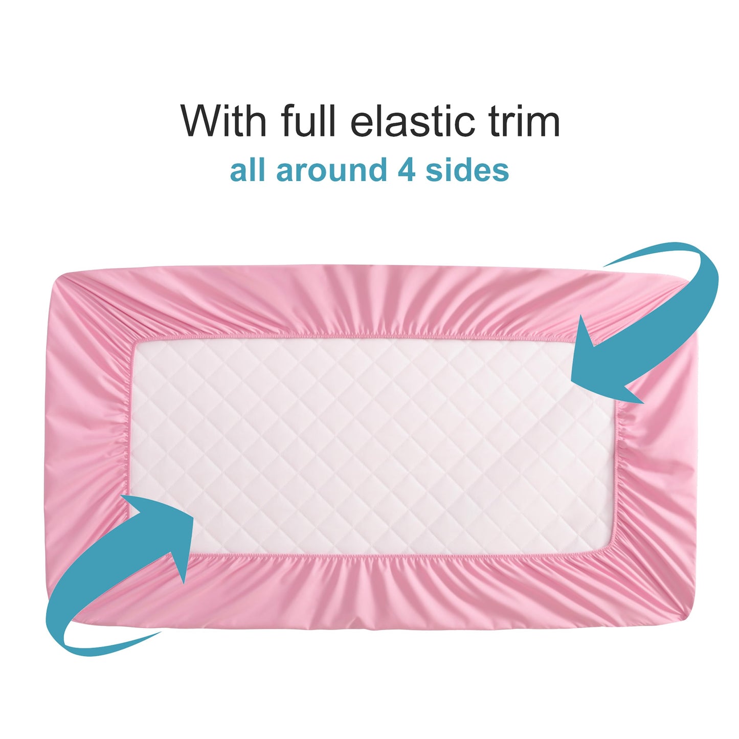 NTBAY 2 Pack Waterproof Crib Mattress Protector, Quilted 28"x52" Toddler Fitted Sheet - Machine Washable - Soft Mattress Pad Cover for Crib, Nursery, Daycare, Cot, Pink