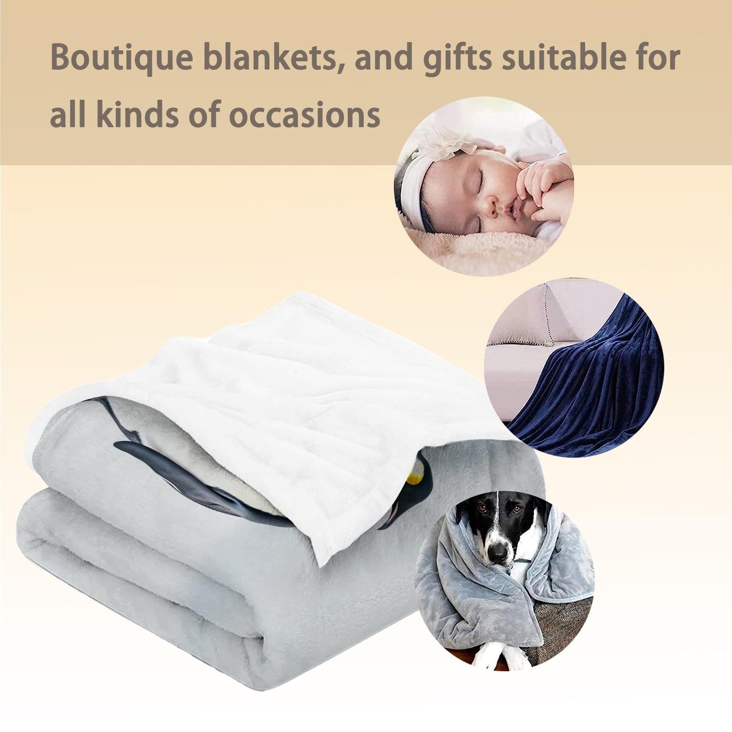 Ti Caldi Charm Penguin Flannel Throw Blanket Ultra Soft, Cozy & Lightweight, Perfect for Couch, Bed & Travel Fuzzy, Fluffy Decor for Home & Outdoor Use, Comfy Winter Companion 60"x50"