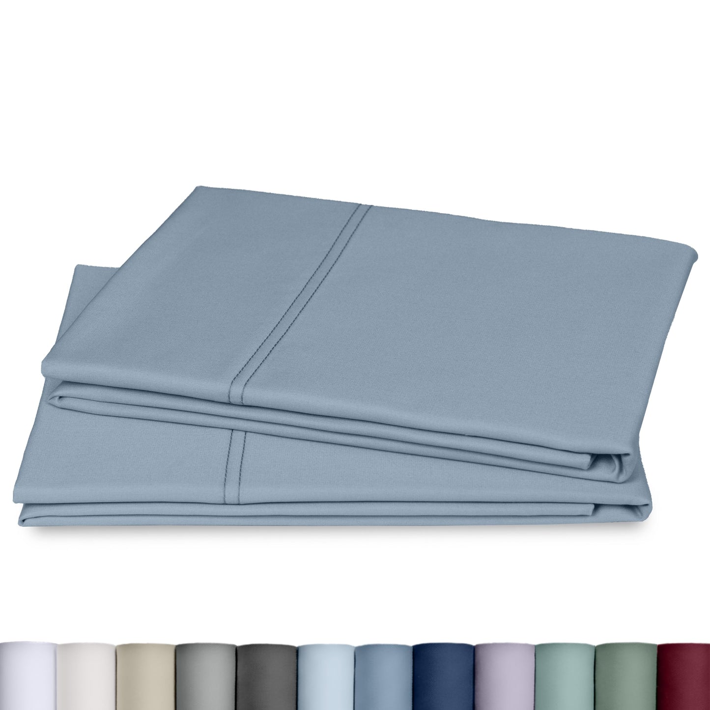 Heirloom Soft, Smooth & Thick Certified 800 Thread Count 100% Cotton Sateen, 2 Pillow Cases King Size, Fits King Pillows (Dusty Blue)