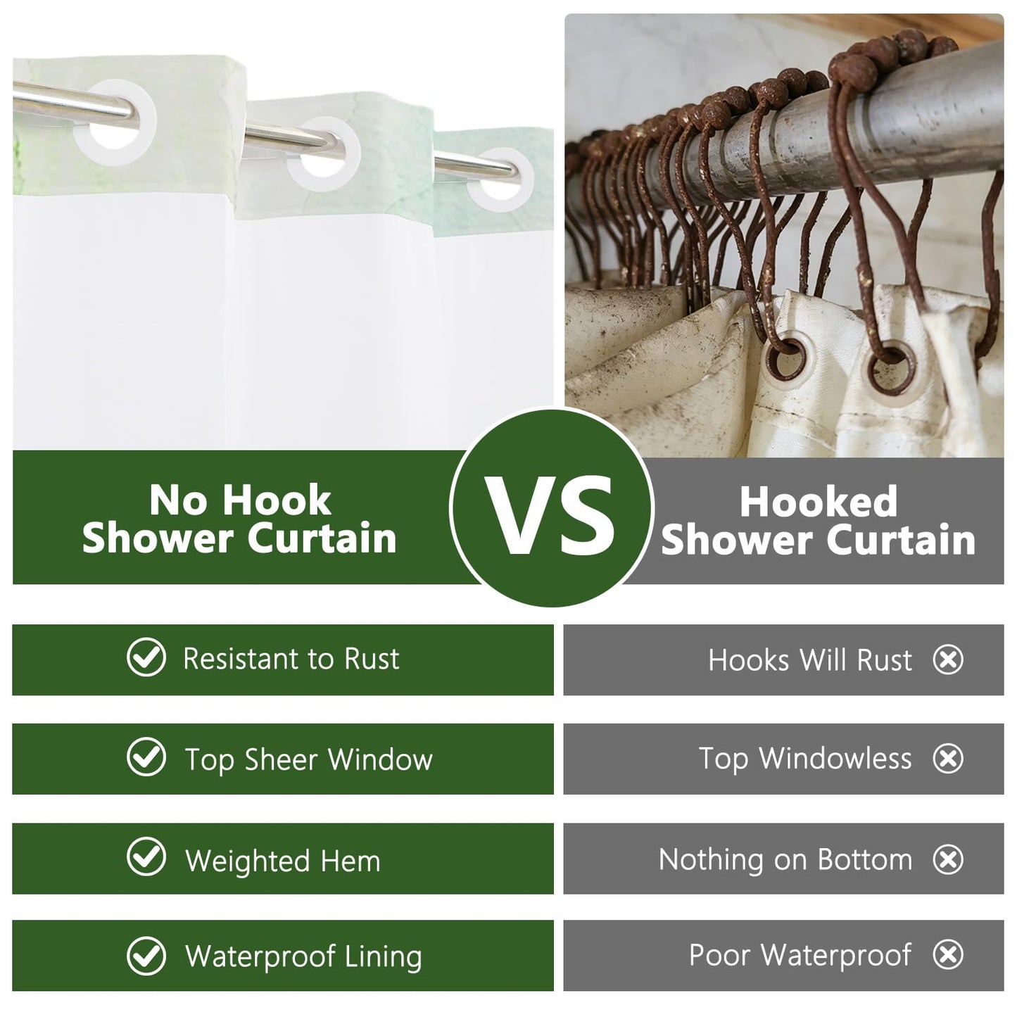 Snap On Shower Curtain Set 71x74 Inch, Hookless 2-in-1 Waterproof Curtain with Liner, Easy Install No Rings Needed, Beautiful Green Sea Turtle Underwater Scene, Durable Polyester Fabric