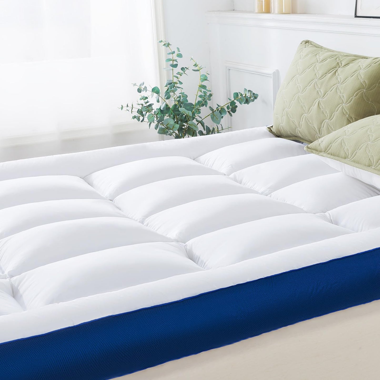 WhatsBedding 5 Inch Twin Mattress Topper for Back Pain Relief, Filled with Breathable & Soft Memory Foam Pillow Top,4 Elastic Straps