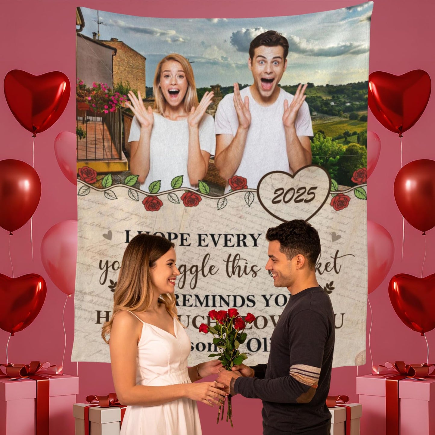 BHSHOH Personalized Couple Photo Blanket for Girlfriend Boyfriend Love Custom Anniversary Blanket Gifts for Husband Wife Wedding Valentine’s Day Gifts Man Woman Throw (12)