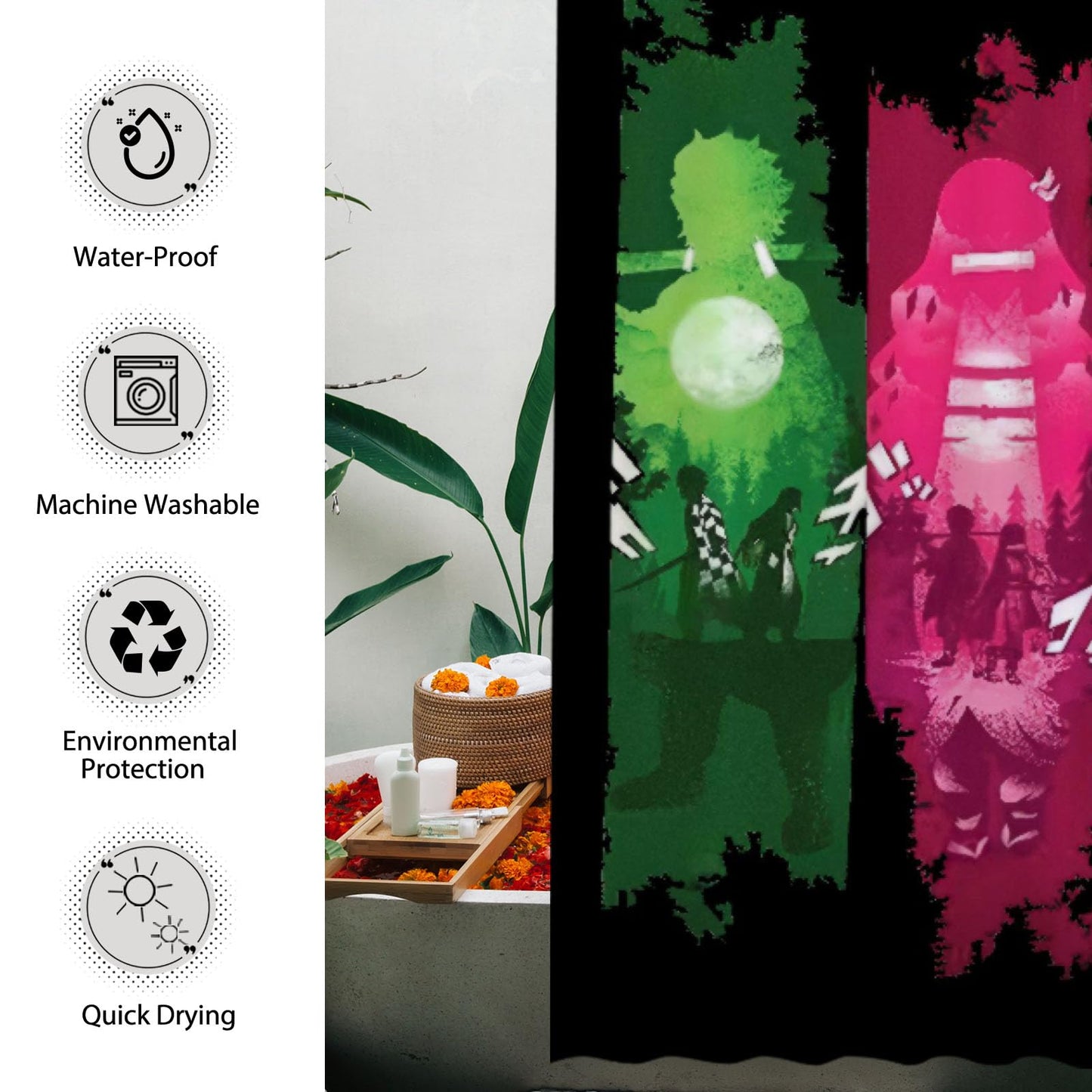 Funnytree Battle Shower Curtain, Video Game Bathroom Decor, Durable Easy Care Washable, 72"X72"(Hooks Not Included) SC00041-002