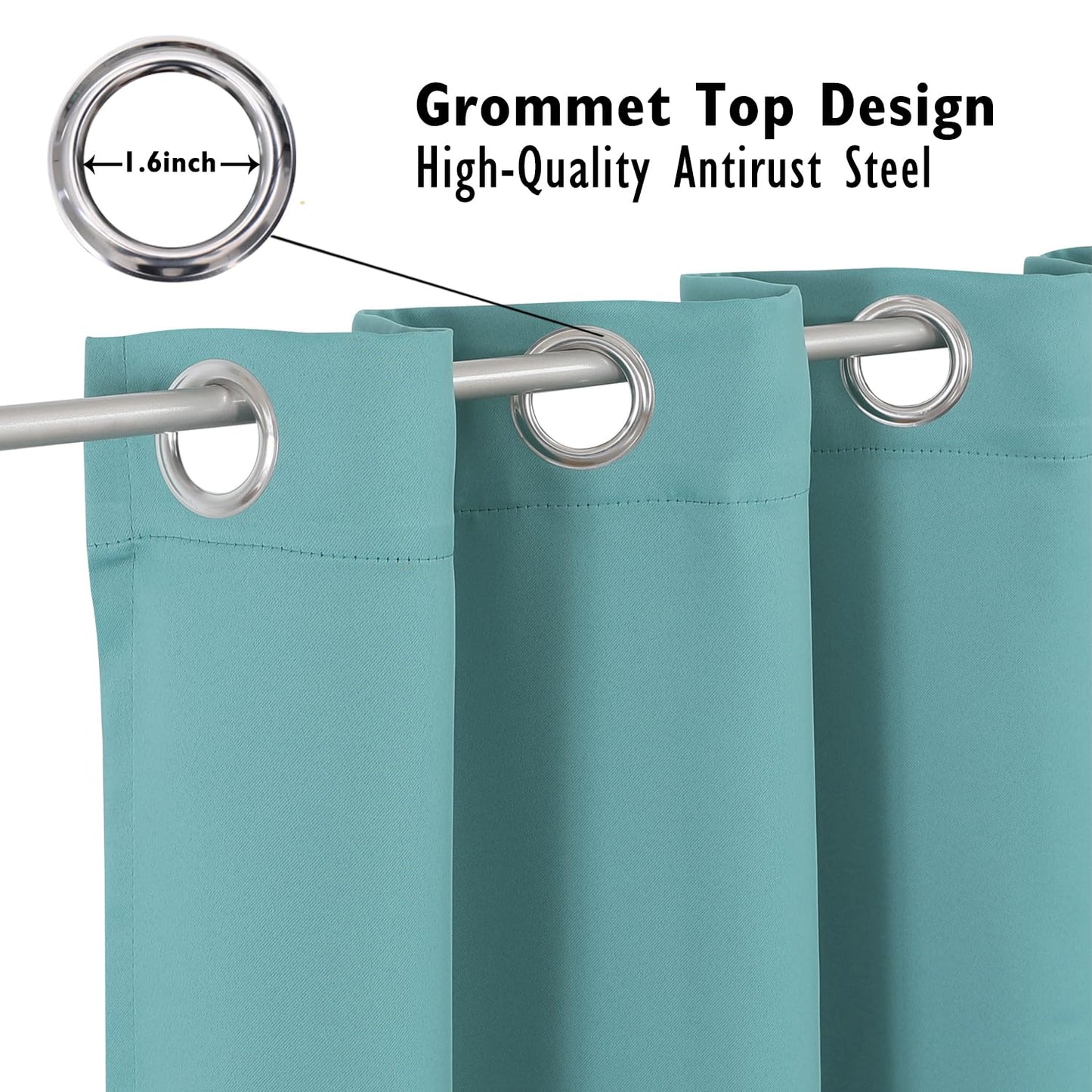 ChrisDowa Blackout Curtains 63 inches Long for Bedroom - 2 Panels Set Grommet Thermal Insulated Room Darkening Curtains for Living Room (Aqua, 42 x 63 Inch)