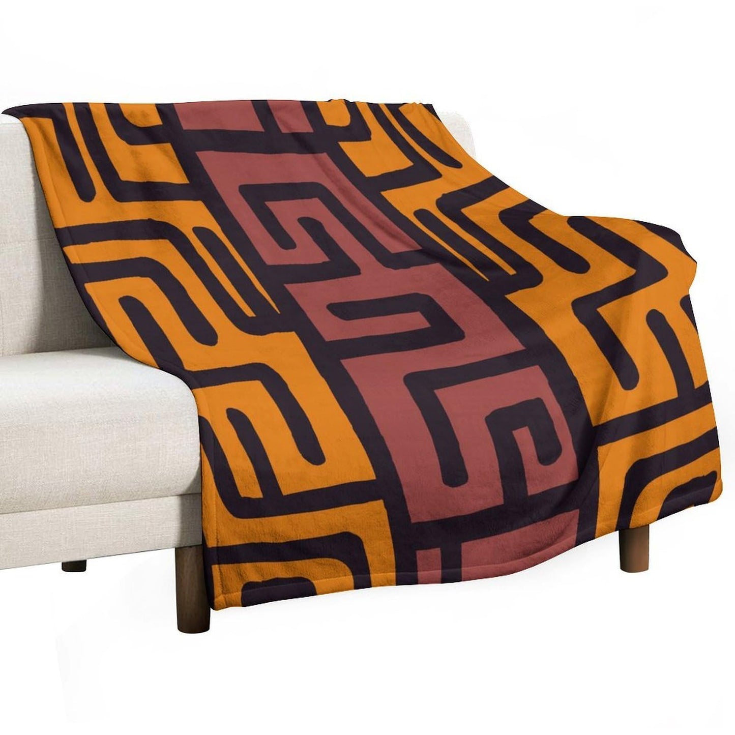 ZhiRain African Mudcloth Bohemian Pattern Throw Blanket Tribal Africa Ethnic Abstract Geometric Blanket for Sofa Bed Couch Chair Or Dorm 50"x60"