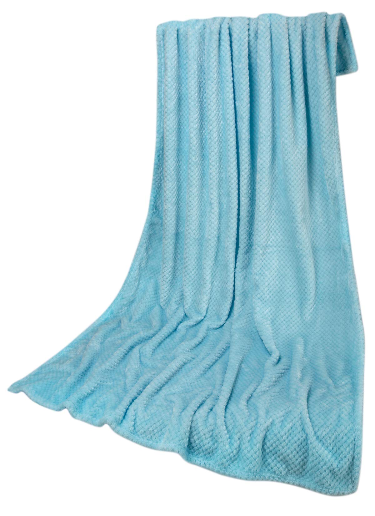 Fuzzy Throw Blanket, Plush Fleece Blankets for Adults, Toddler, Boys and Girls, Warm Soft Blankets and Throws for Bed, Couch, Sofa, Travel and Outdoor, Camping (Throw(50"x70"), L-Ice Blue)