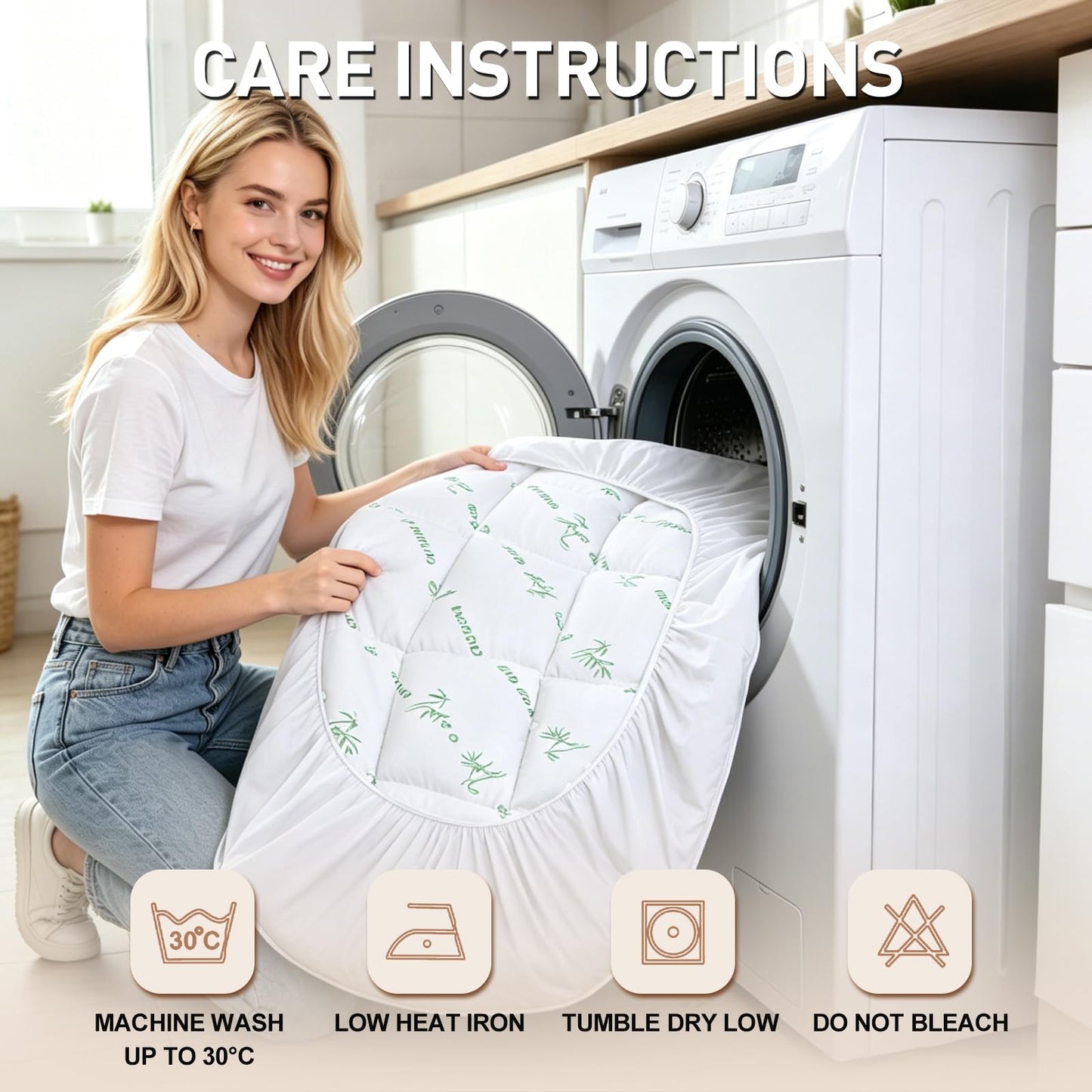 Exruby Luxury Full Mattress Topper - 40% Viscose Derived from Bamboo - Extra Thick Pillow Top Mattress Pad with 8-20 Inch Deep Pocket, Breathable Jacquard Surface for Back Pain Relief(White)
