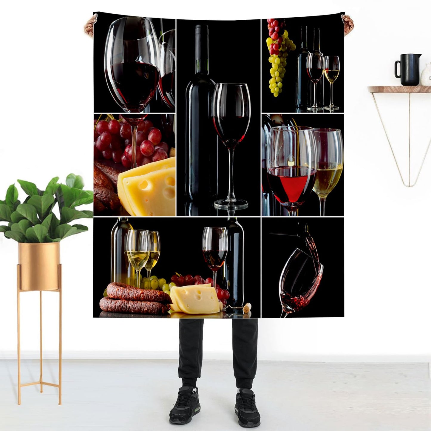 Wines Blanket 40" x 50" Romantic Burgundy Glasses Fruit Grape Super Soft Bedding Fleece Throw Blanket Microfiber Flannel Blankets Couch Sofa Warm Lightweight for Boys Girls