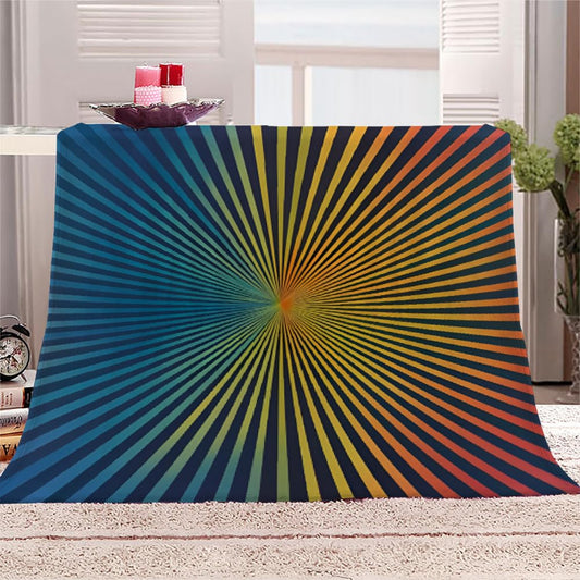 3D Optical Illusion Blanket Throw, Colorful Trippy Throw Blanket for Couch, Black Lines Breathable Warm Bed Throw, Colored Background Lightweight Fleece Blanket Kids 30"x 40" Camping & Travel Blanket