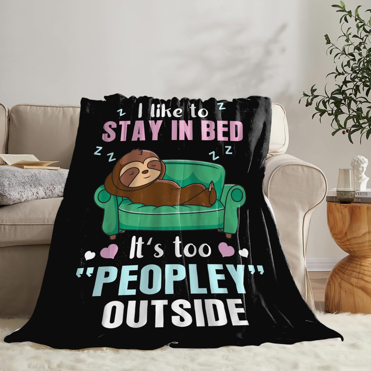 Funny Sloth Throw Blanket Sloth Gifts for Girls Boys Women Men Kids Adults Soft Flannel Fleece Blanket for Couch Sofa Bed Home Decor 40"x50"