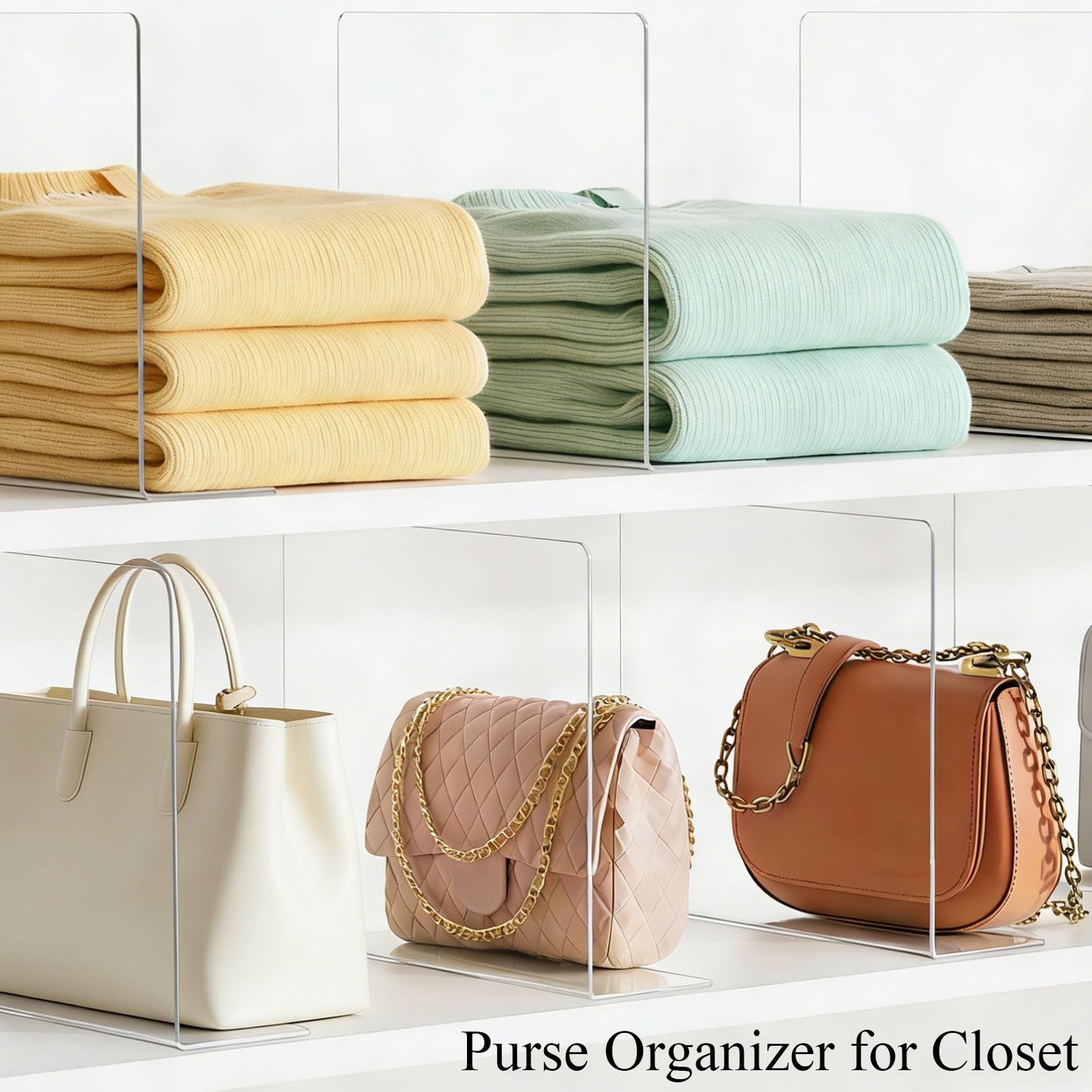 Lebouri Shelf Dividers for Closet Organization: 12" Tall x 10" Deep Acrylic Closet Shelf Dividers for Clothes Sweater Purse - Clear Organizers and Storage Separators for Home Space Saver Enthusiasts