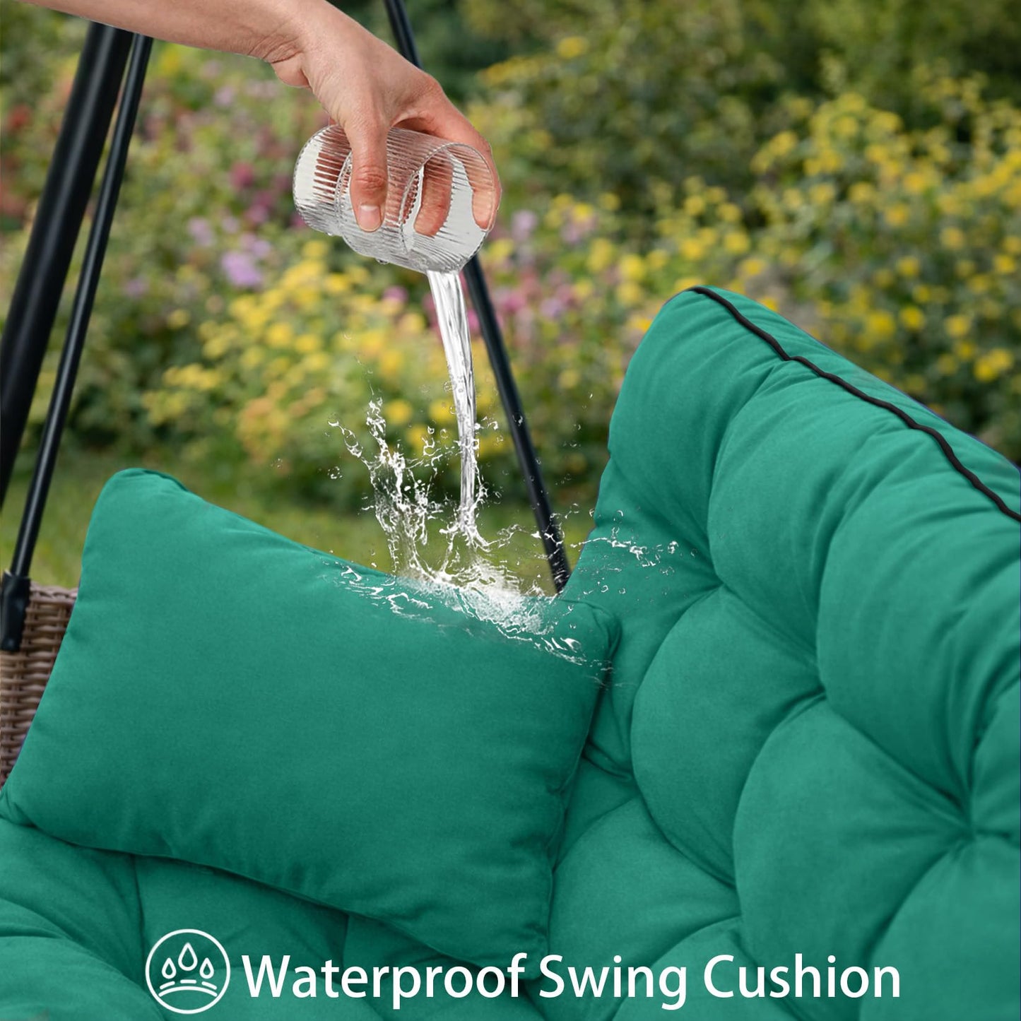 Kerkrot Porch Swing Cushions, Waterproof & Fade Resistant Outdoor Swing Cushion 63 Inch, Swing Cushions 3 Seater Replacement for Outdoor Furniture, Patio, Garden (Lake Blue, 63 x 40 inch)