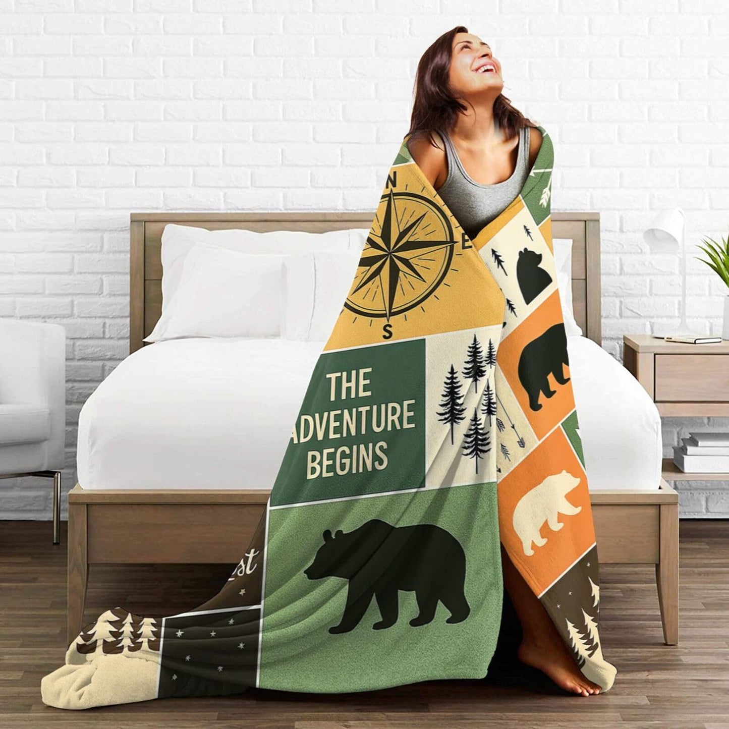 Bear Blanket Cabin Bear Throw Blanket Soft Warm Cozy Fleece Fuzzy Plush Wild Animal Flannel Blankets Gifts for Boys Girls Women Kids Adults 40"X50"