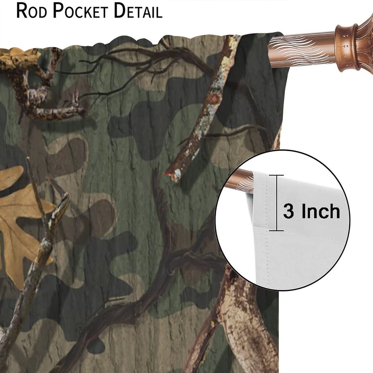 Camouflage Window Curtains,Forest Camo Branches Leaves Hunting Camp Cabin Balckout Window Drapes for Living Room Bedroom Kitchen Decor W42xL45in
