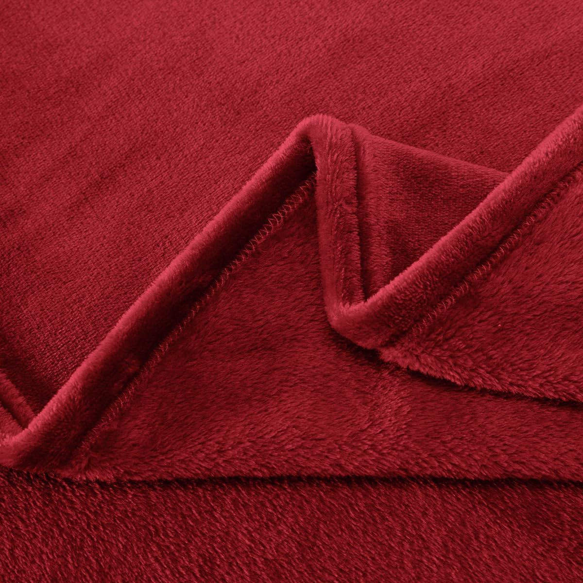 SLEEP ZONE Burgundy Fleece Blanket Super Soft Cozy Throw Flannel Blanket, Lightweight Comfy Fuzzy Blanket Plush Throw Blankets for Couch, Sofa, Bed, Camping, Travel, 90x90Inches