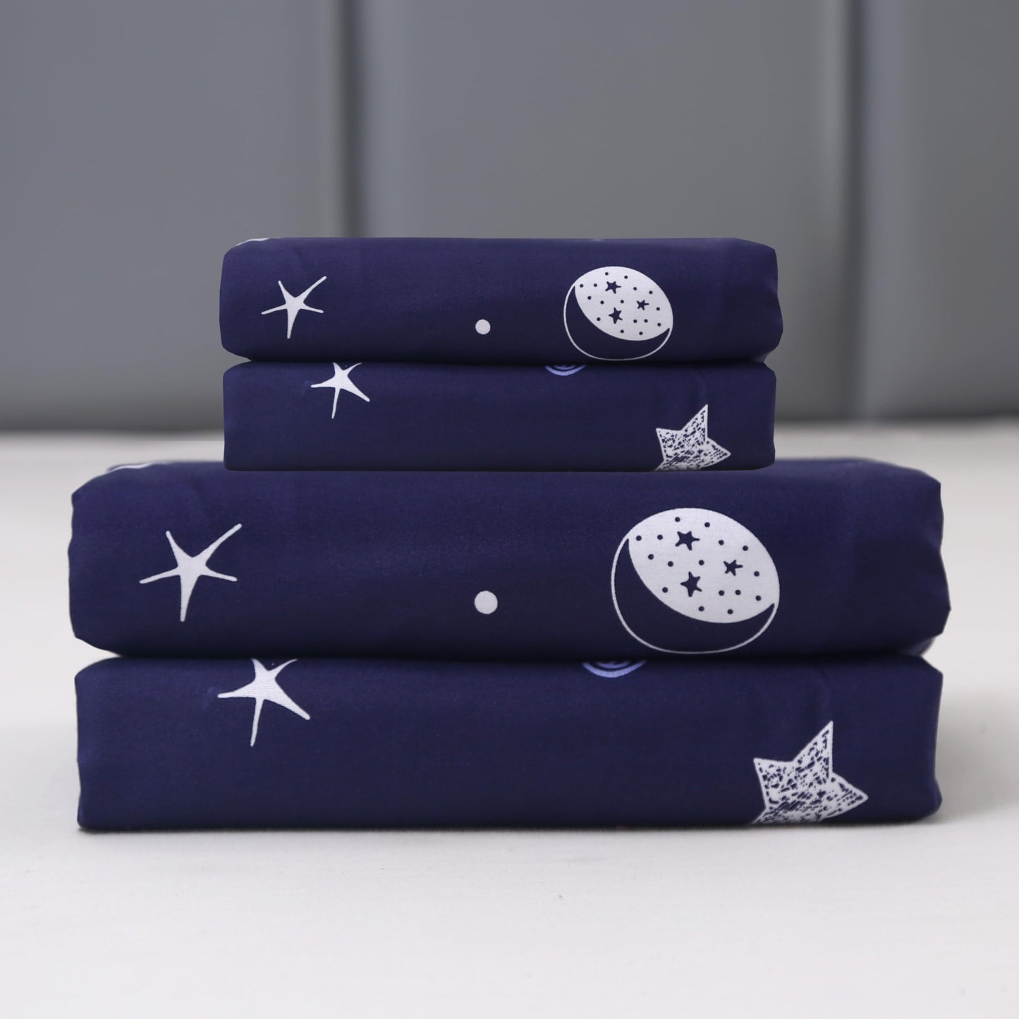 MAG 3pcs Purple Star Full Bed Sheet,Galaxy Space Microfiber Fitted Sheets with1 Fitted and 2 Pillowcases,14 Inches Deep (Purple and White,Full)