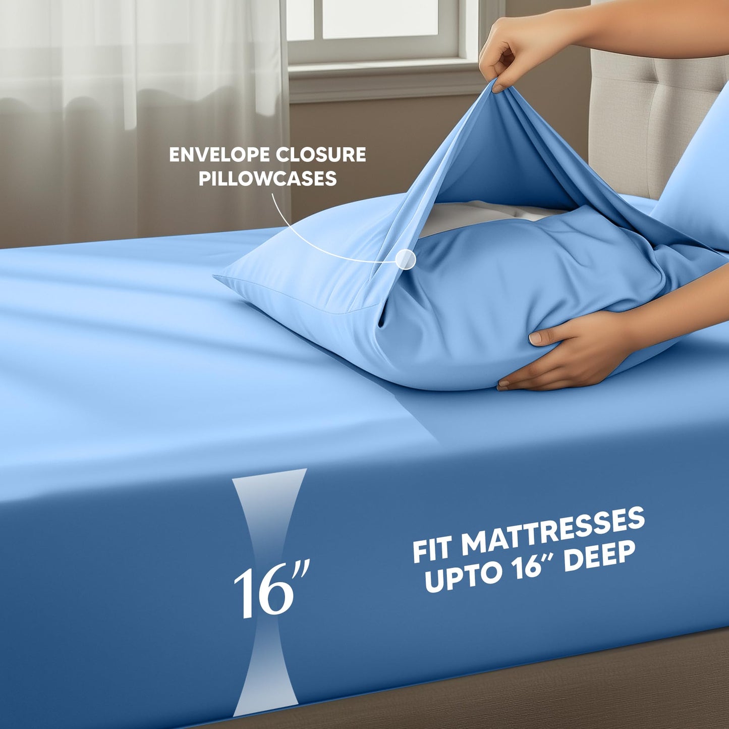 Utopia Bedding Queen Size Sheet Set – 4 Piece Bed Sheets, Soft and Breathable Microfiber, Includes 1 Fitted Sheet, 1 Flat Sheet and 2 Pillowcases – Oeko Tex (Dutch Blue)