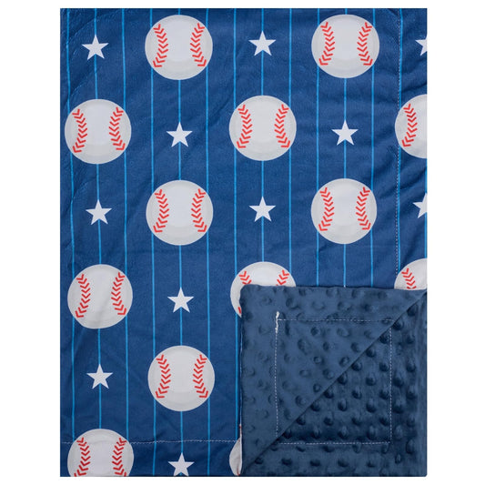 Baby Blanket for Boys Girls Super Soft Double Layer Minky with Dotted Backing Cute Cow Crib Receiving Blanket Bed Throws for Newborns Nursery Stroller Toddler 30 x 40 Inch (Blue Soccer)
