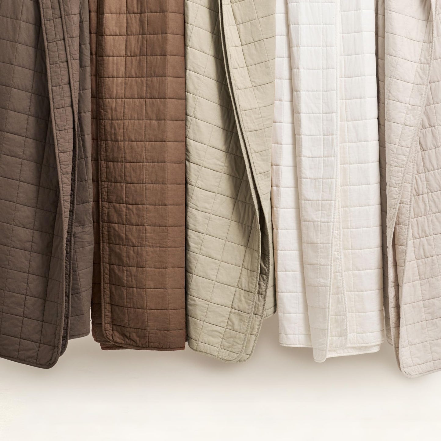 EVERGRACEHOME 100% Cotton Box Stitch Quilt Bedding Set Queen Size 3 Pieces, Garment-Washed Lightweight Soft Cozy Coverlet, Quilted Bedspread Sets with 2 Shams for All Season, Sienna Brown