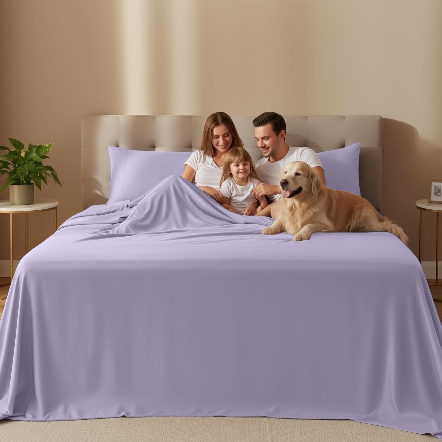 Utopia Bedding Queen Size Sheet Set – 4 Piece Bed Sheets, Soft and Breathable Microfiber, Includes 1 Fitted Sheet, 1 Flat Sheet and 2 Pillowcases – Oeko Tex (Lavender)