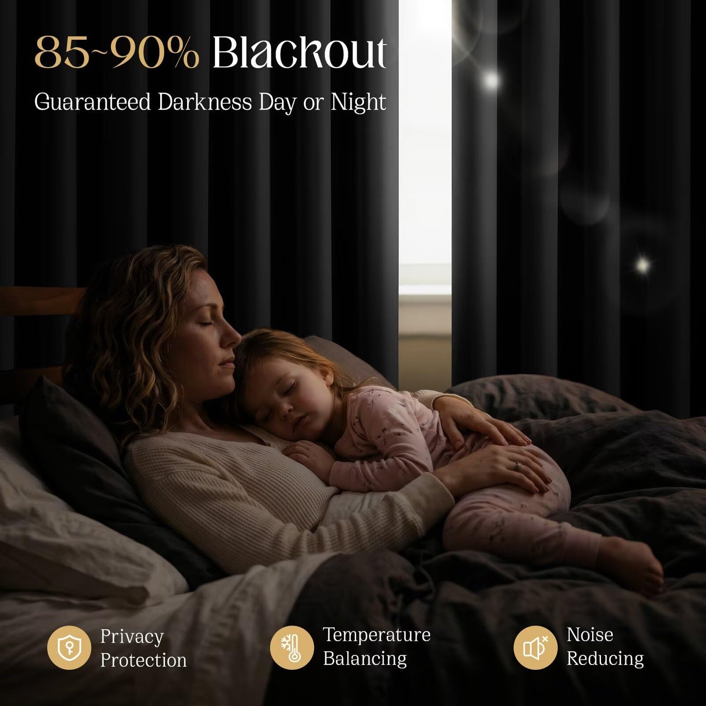 CUCRAF Black Blackout Curtains 84 inch Length 2 Panels Set, Rod Pocket Room Darkening Drapes for Bedroom Living Room, Insulated Thermal Light Blocking Window Curtain (W52 x L84 Inch)