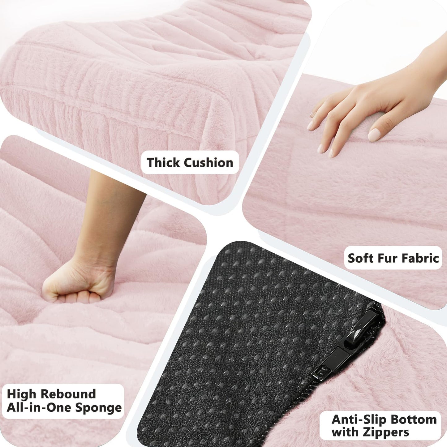 Bean Bag Chair for Adults, Giant Bean Bag Sofa Oversized Beanbag Chairs, Fireside Bean Bag Couch with High Density Sponge Filled Large Bean Bags Chair for Apartment Living Room Bedroom, Dusty Pink