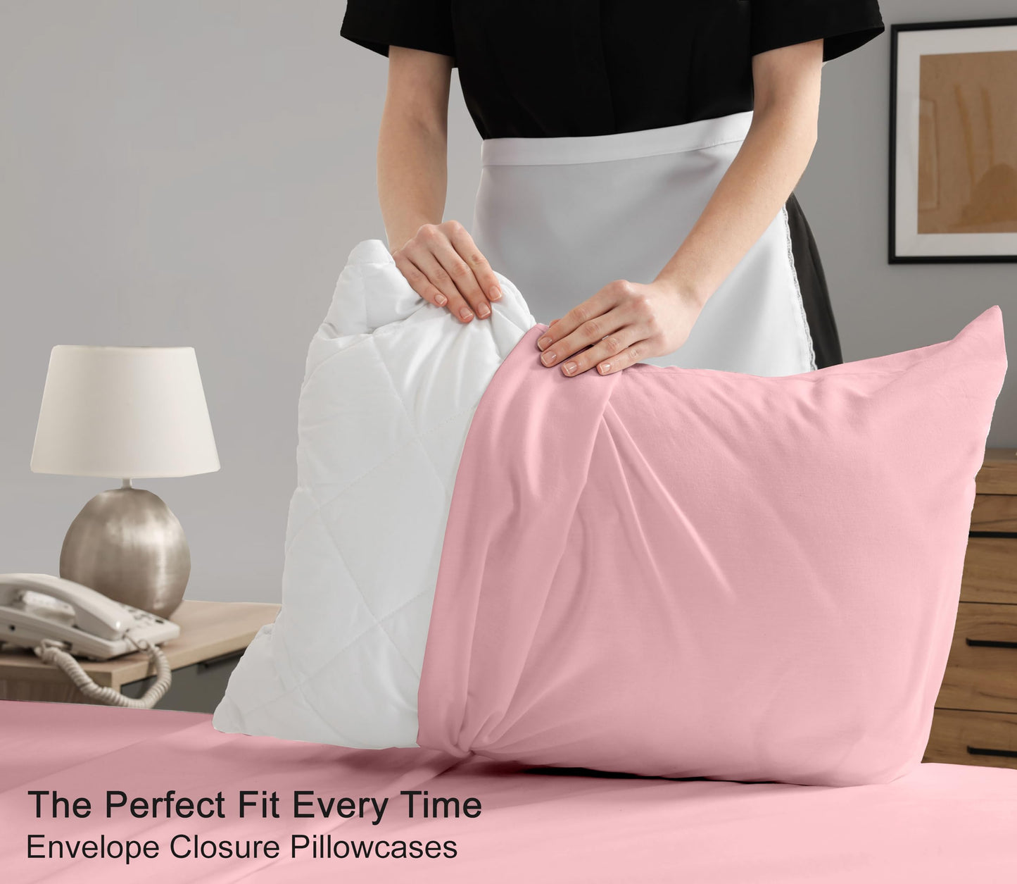 RUVANTI 100% Cotton Percale Sheets Queen Size, Bridal Rose
