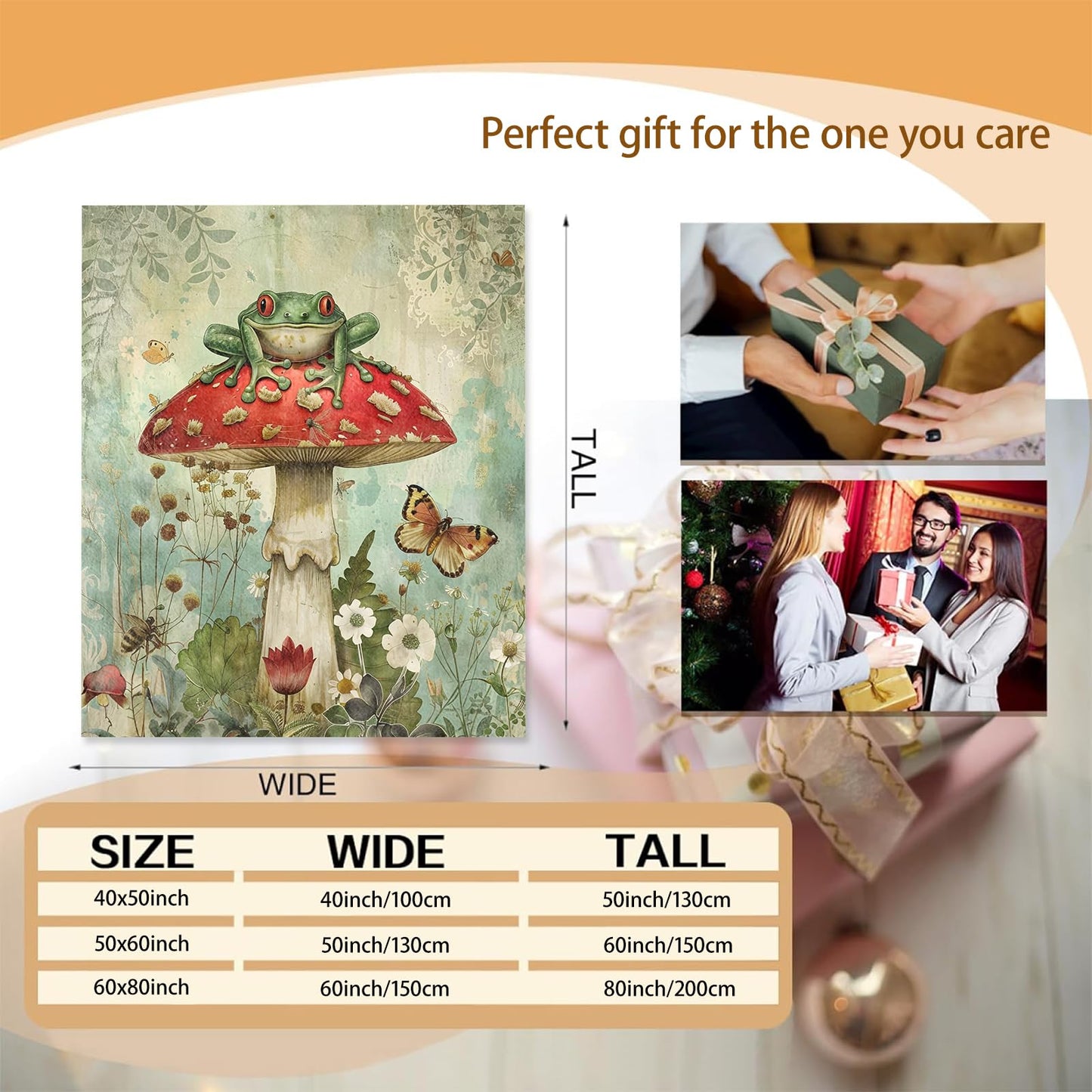 Forest Frog and Mushroom Theme Blanket Gifts for Women Girls, Soft Warm Lightweight Flannel Throw Blankets for Living Room Home Sofa Travel Decor 50" x 60"