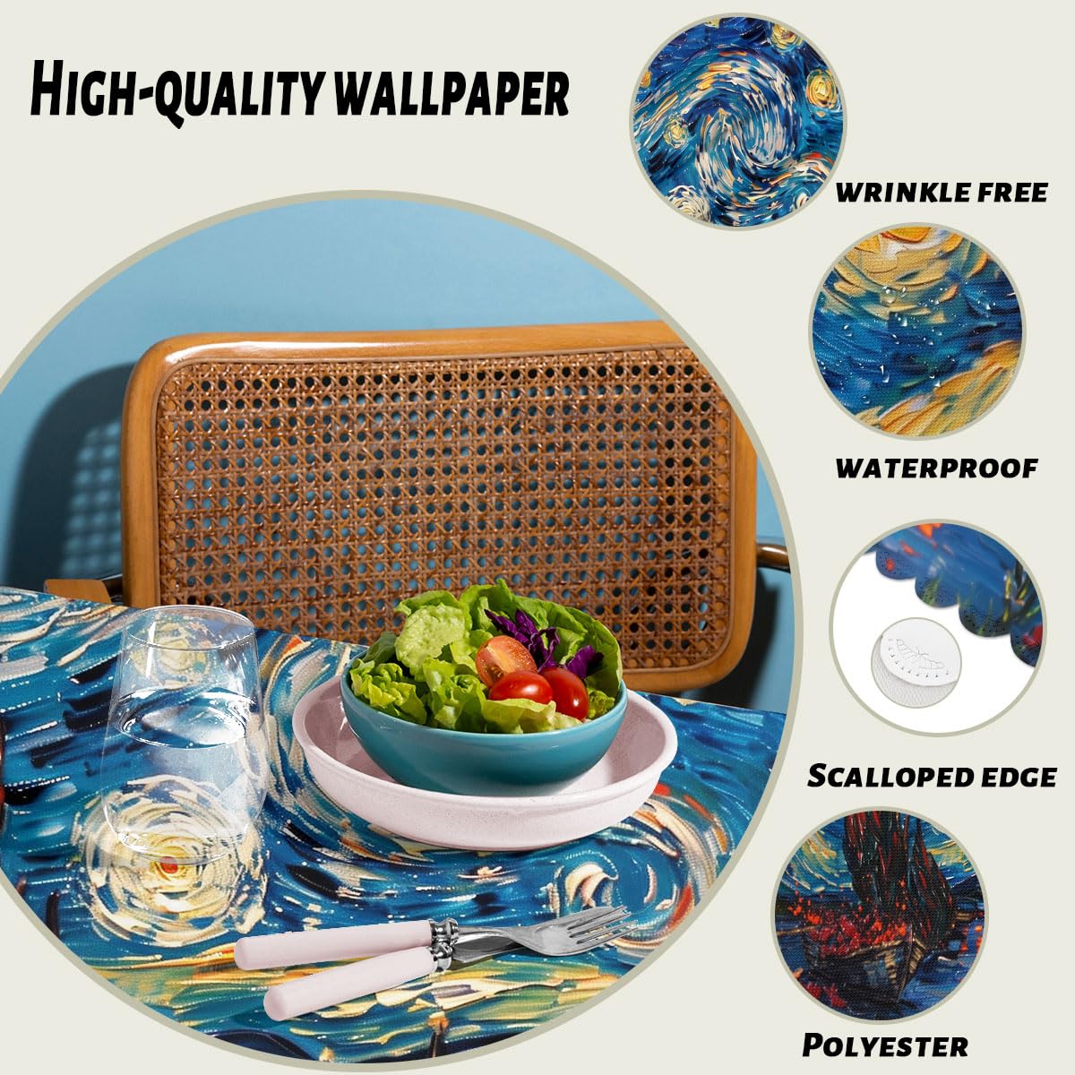 XYJFZL Abstract Classic Table Cloth Starry Night Art Rectangle Kitchen Table Cover Oblong Tablecloth for Dining Table Buffet Parties Patio Camping 52 x 70 Inch 4-6 Seats