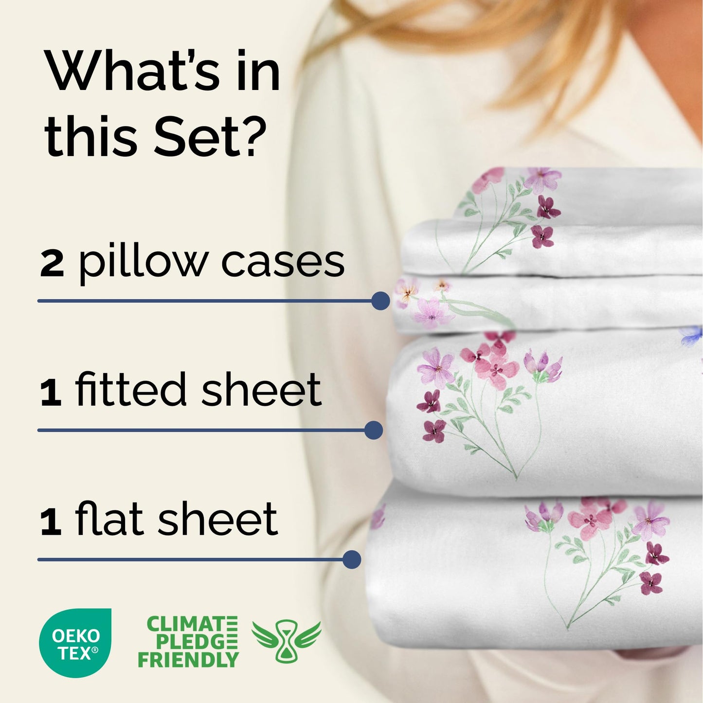 Floral Sheets - Butterfly Floral Bed Sheet Set - 1 Flat, 1 Fitted & 2 Pillowcases w/ Deep Pockets - Comfy, Wrinkle & Fade Free - Boho Botanical Bedding - Soft, Breathable and Cooling - Full Size Set