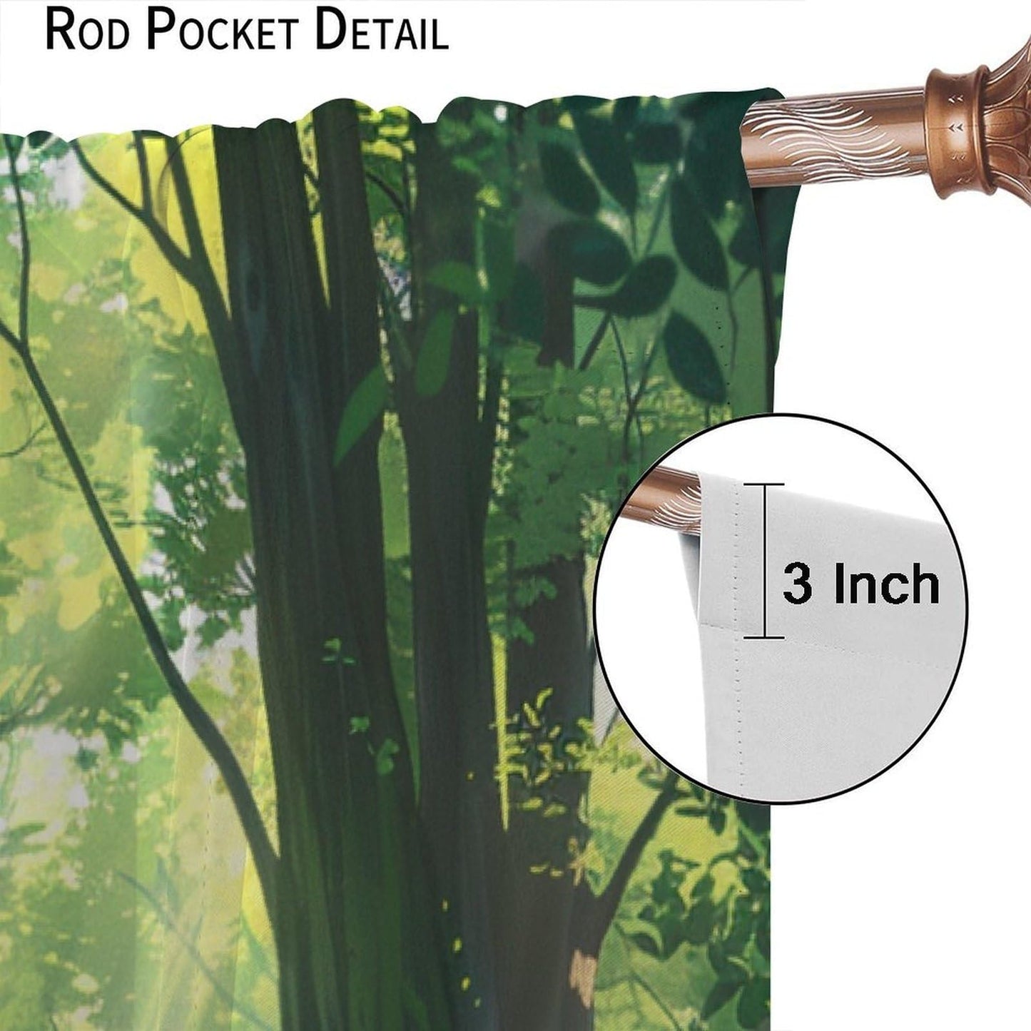 TOWINSFB Green Tree Deer Botanical Blackout Curtains, Butterfly Forest Nature Landscape Home Decor Rod Pocket Window Drapes for Living Room Bedroom - 42" W x 45" L
