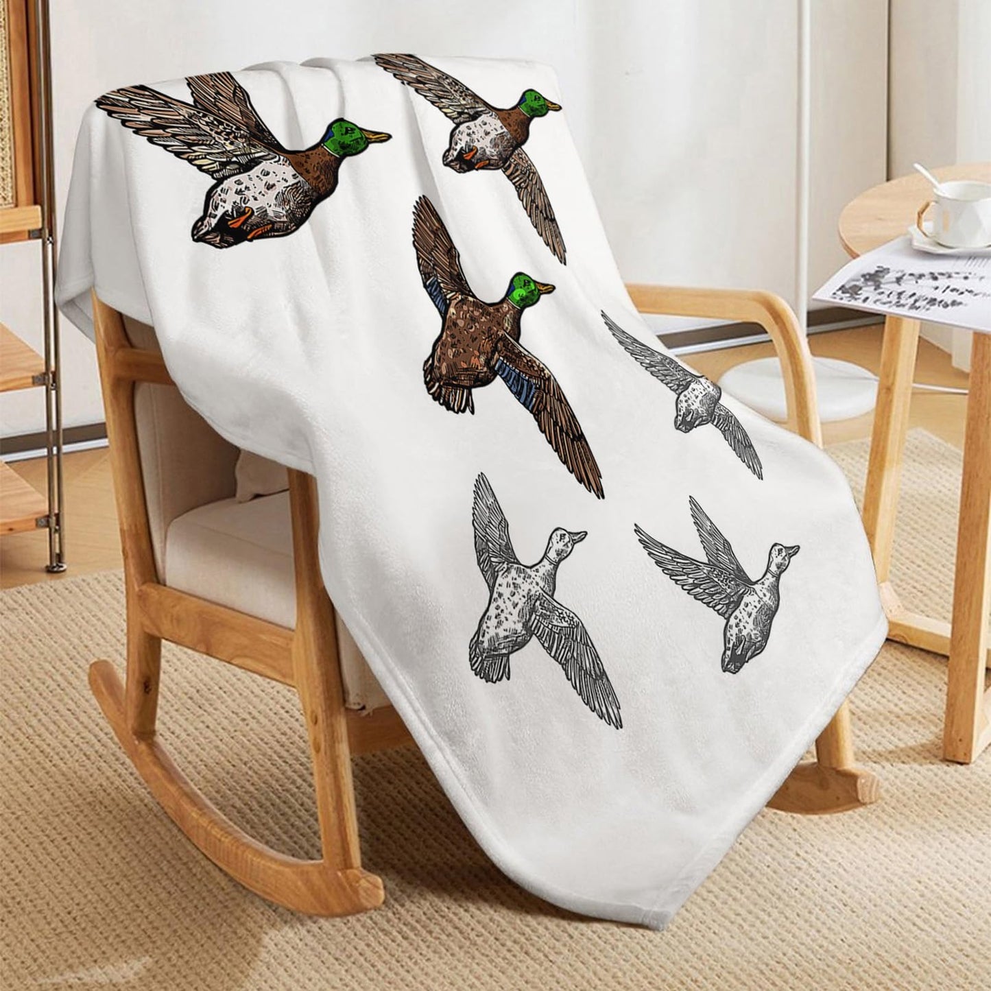 Throw Blanket 50x60 Inch,Duck Mallard Wild Bird Cozy Soft Lightweight Fuzzy Flannel Blanket 60x50 Inch Suitable for Couch Bed Sofa Living Room in All Seasons