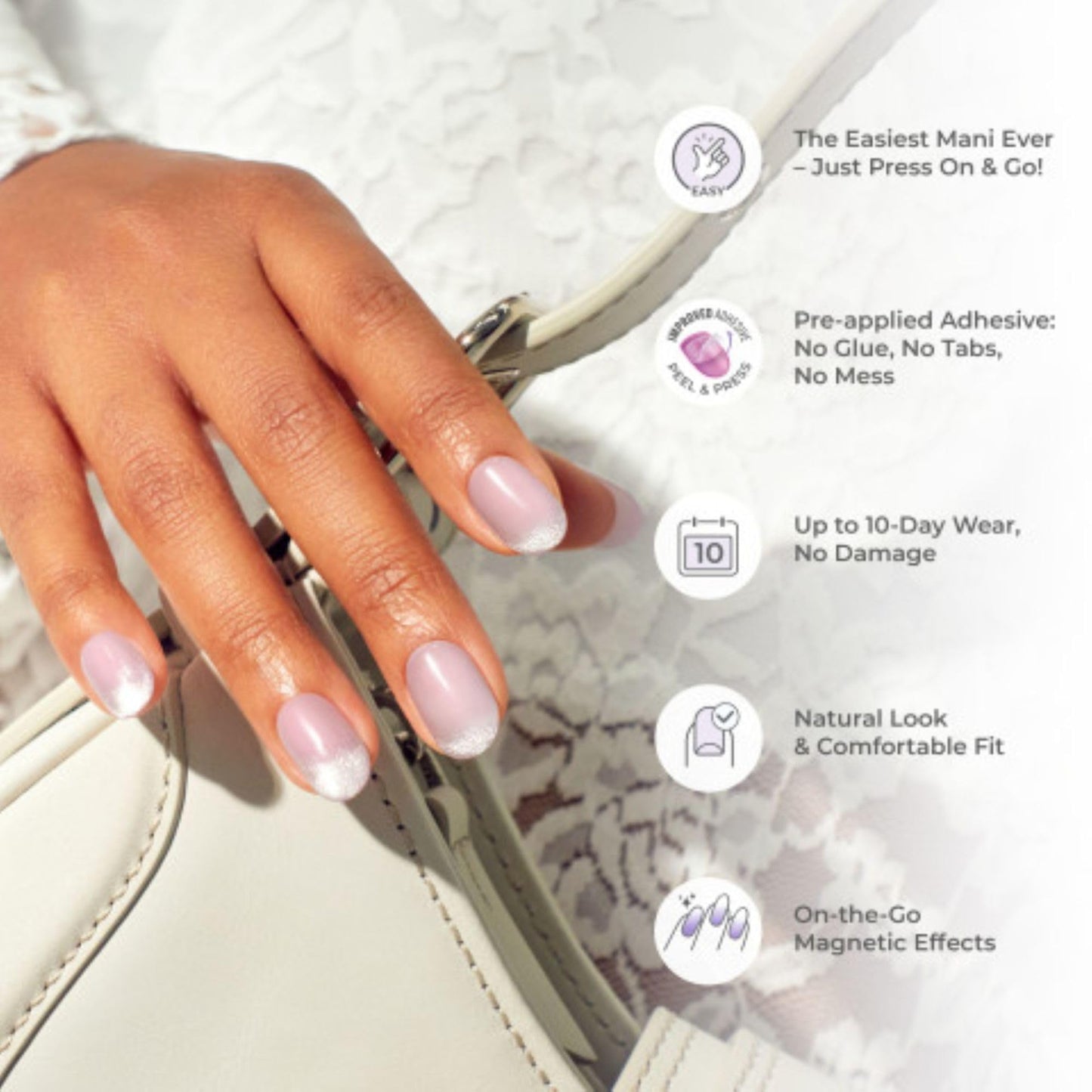 Kiss colorFX by Impress Valentine’s Day Press On Nails, 'Adorable', Pink Short Oval, IMPROVED adhesive, Up to 10-Day Hold, Nail Kit Includes 30 Fake Nails, Prep Pad, Manicure Stick, Mini Nail File