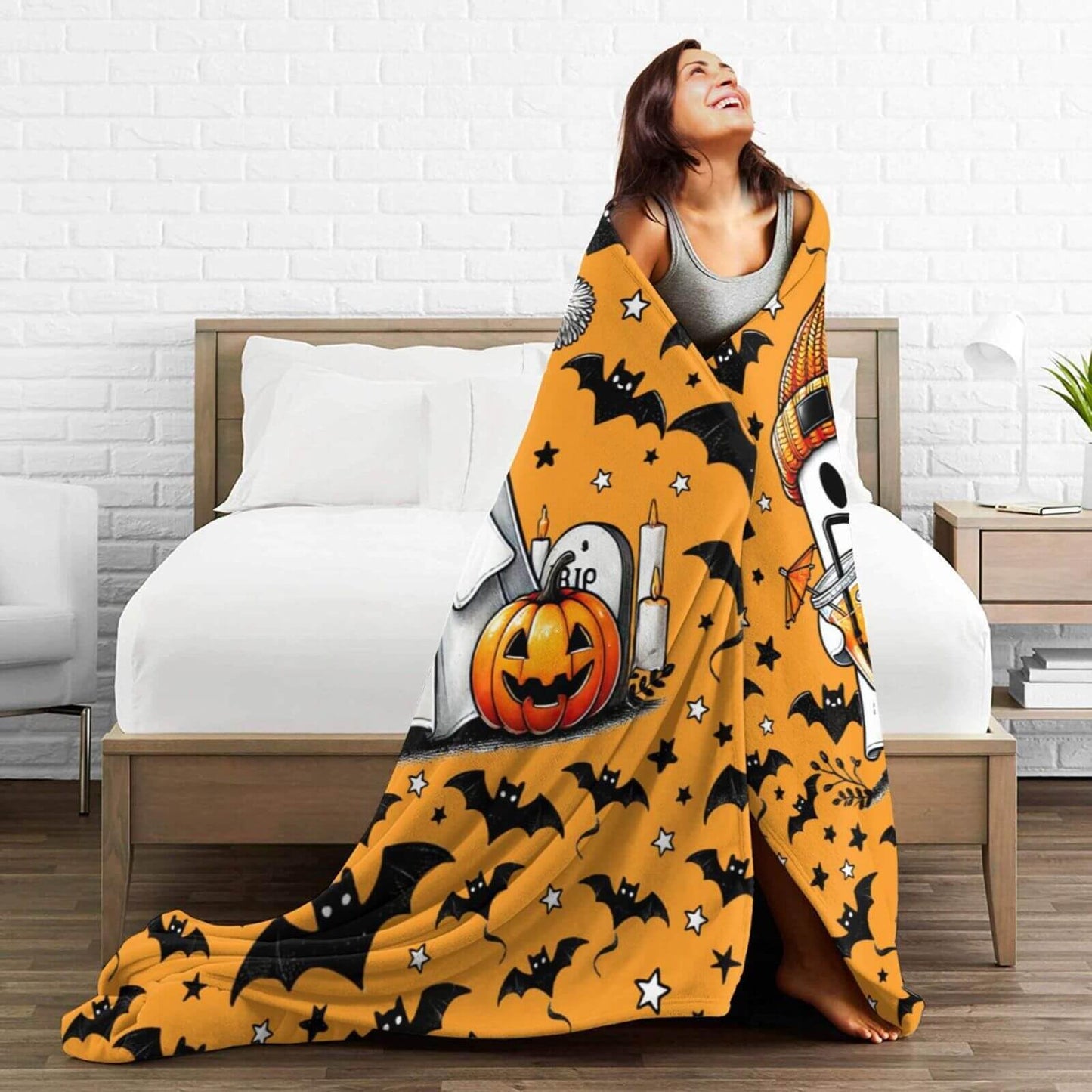 Halloween Blanket for Women Men, Haunted Halloween Themed Design Printed Throw Blankets for Teens Adults Lap, Chair Sofa, Warm Soft Cozy Blanket, 50"x 60"